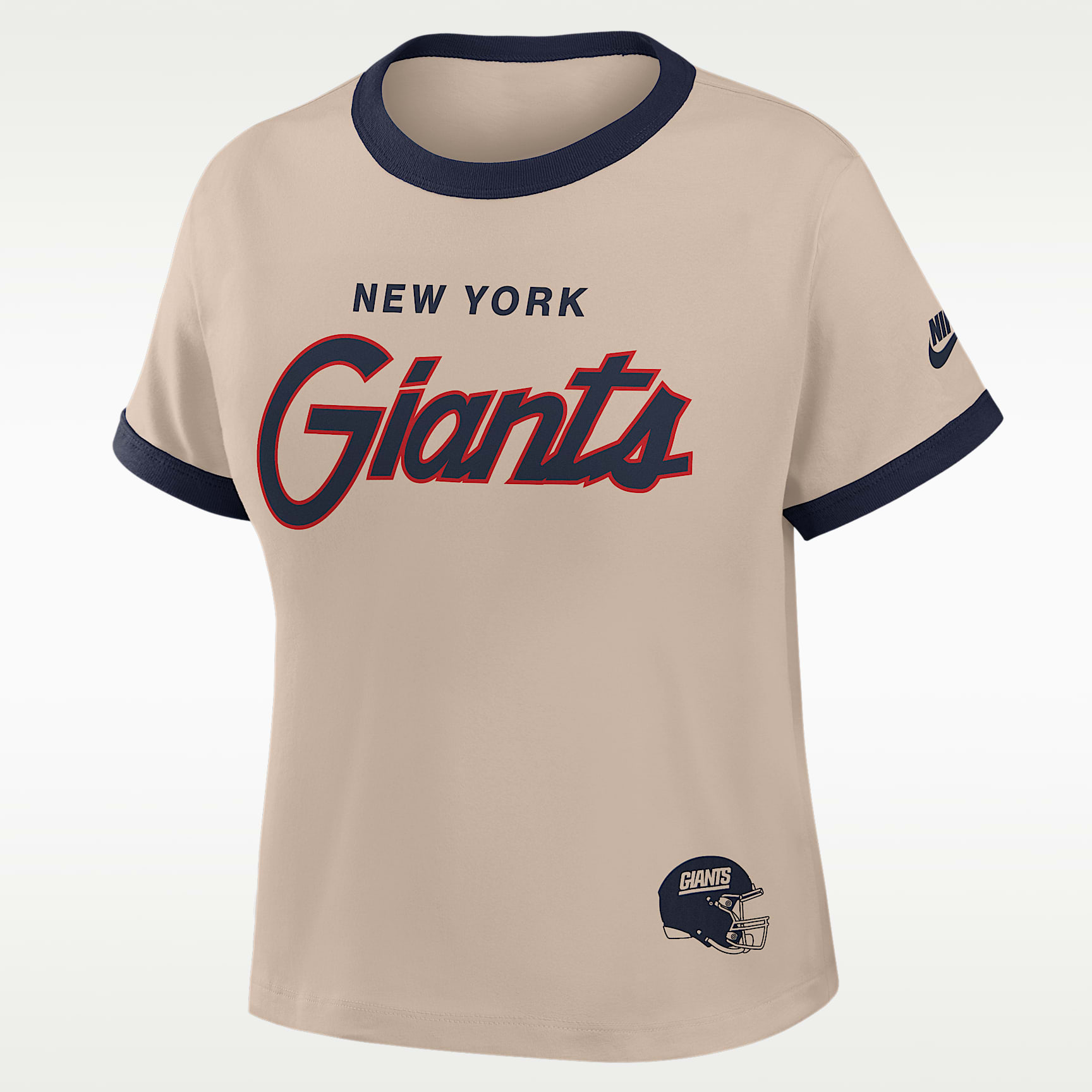Playera Nike de la NFL cropped para mujer New York Giants Rewind Ringer Mod