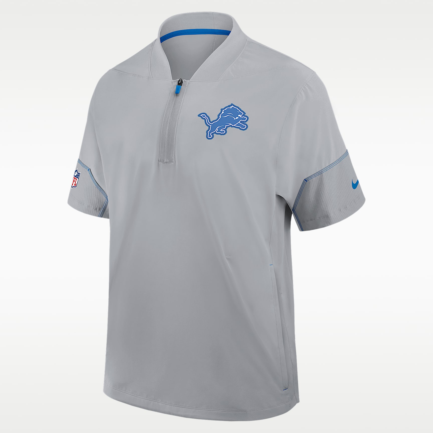 Detroit Lions Sideline Coach Men's Nike NFL 1/2-Zip Short-Sleeve Hooded Jacket