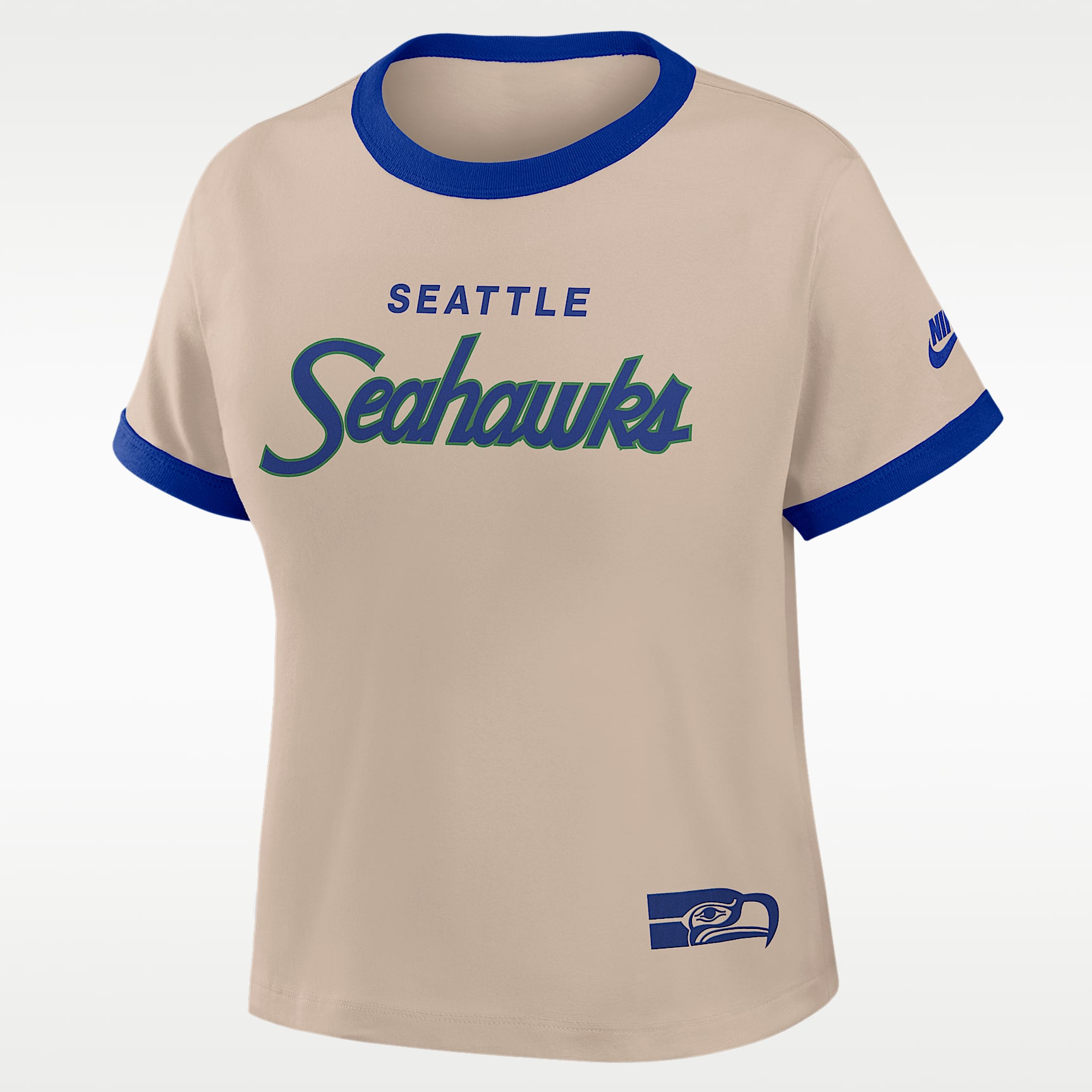 Seattle Seahawks Rewind Ringer Mod Women's Nike NFL Cropped T-Shirt