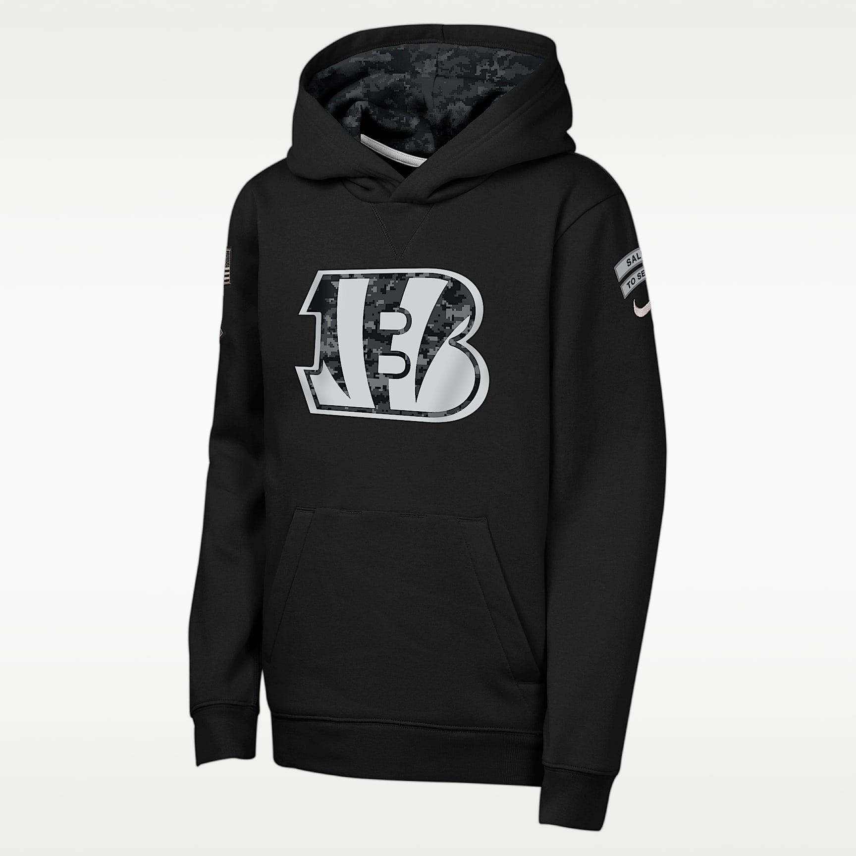 Sudadera con gorro sin cierre Nike de la NFL para niños talla grande Cincinnati Bengals Salute to Service Sideline Club