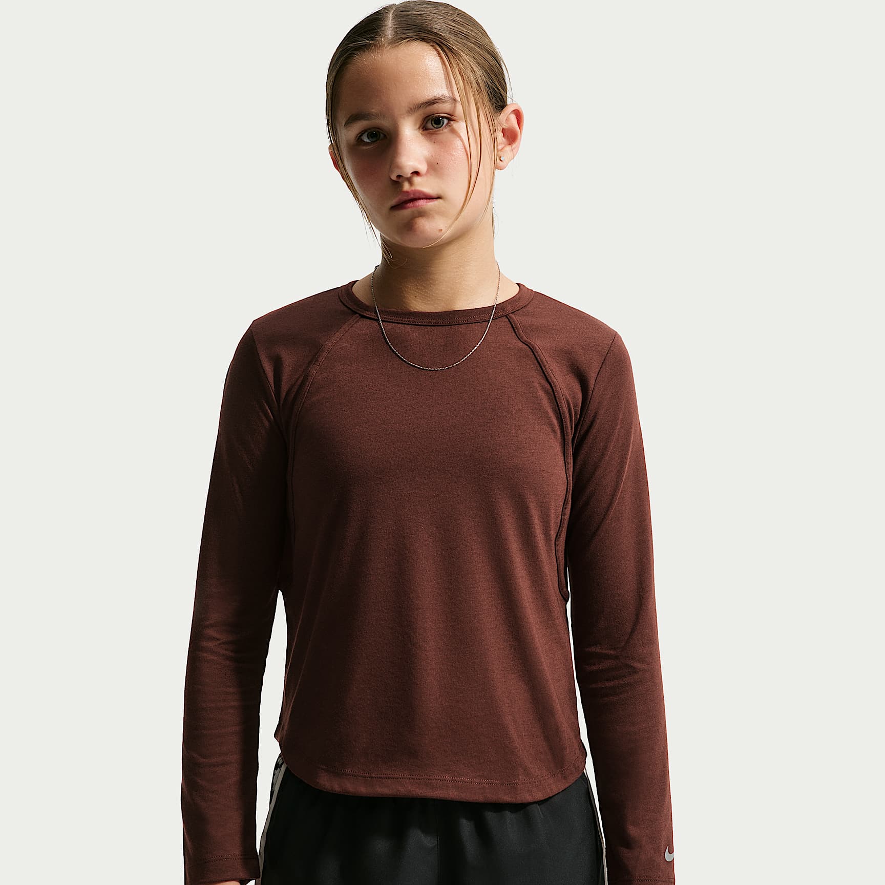 Playera de correr de manga larga Dri-FIT para niña talla grande Nike Tempo
