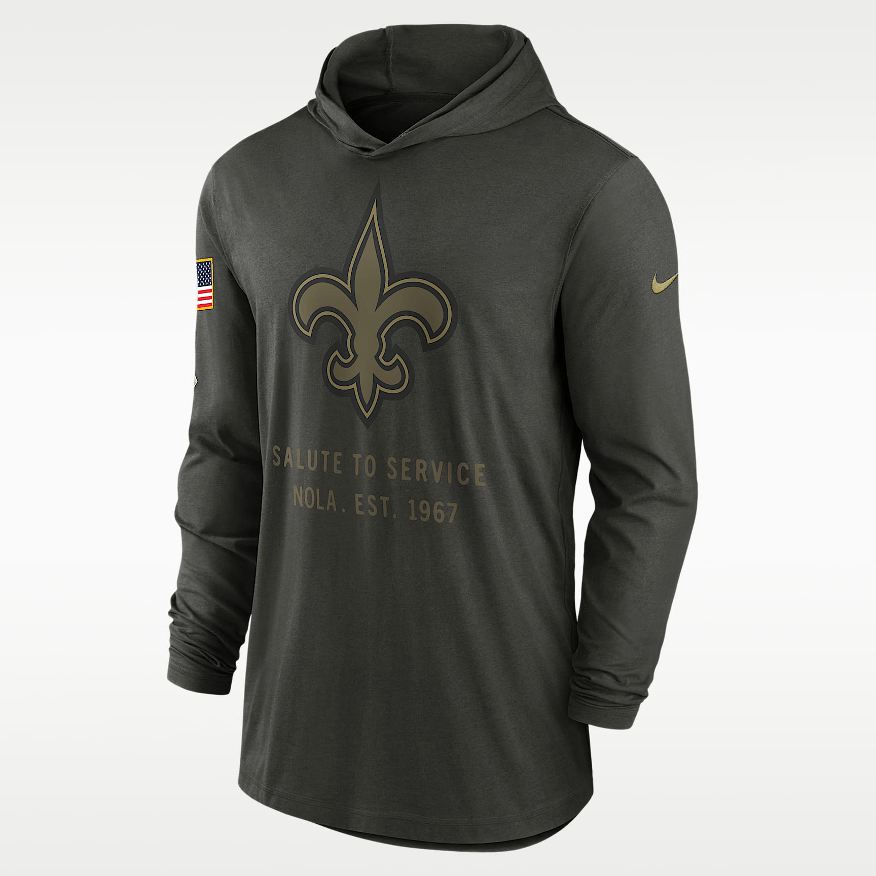 New Orleans Saints Salute to Service Sideline Men’s Nike Dri-FIT NFL Long-Sleeve Hooded Top