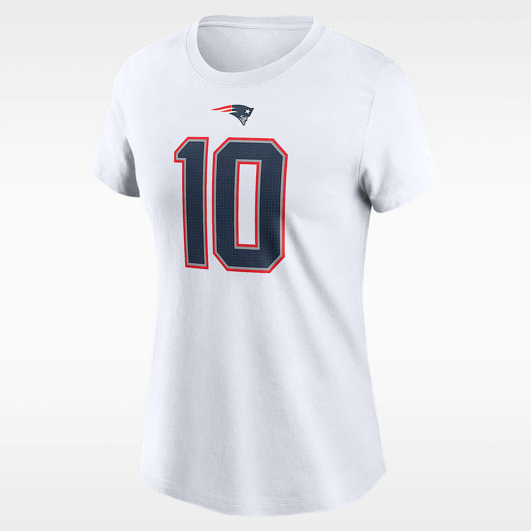 Playera Nike de la NFL para mujer Drake Maye New England Patriots