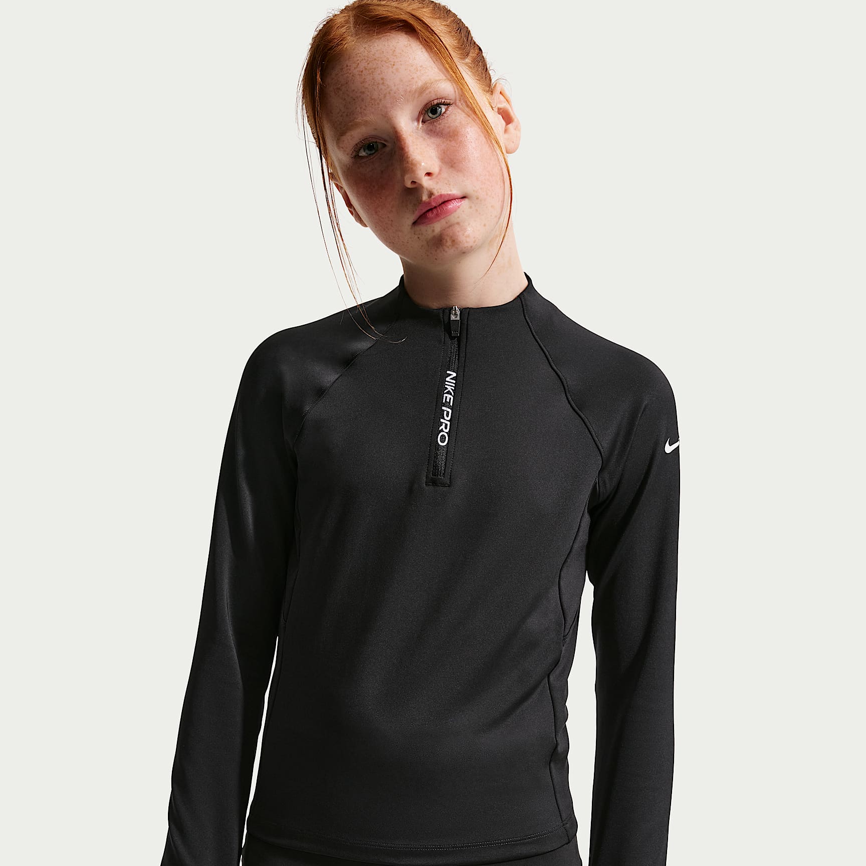 Maglia a manica lunga con zip a metà lunghezza Nike Pro Dri-FIT – Ragazza