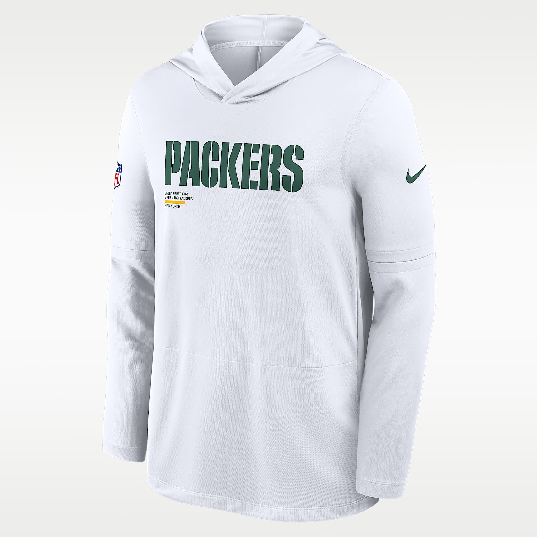 Playera de manga larga Nike Dri-FIT de la NFL con gorro para hombre Green Bay Packers Pure Fury Sideline