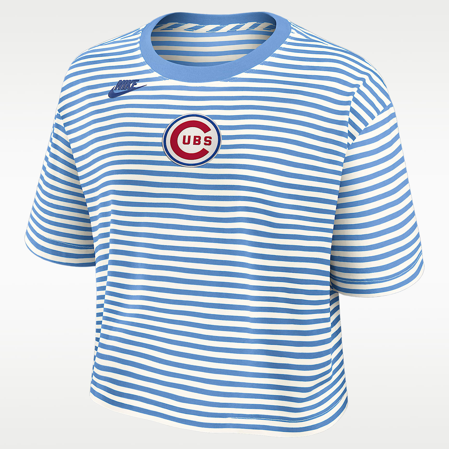 Chicago Cubs Cooperstown Logo Striped Women's Nike MLB Cropped T-Shirt