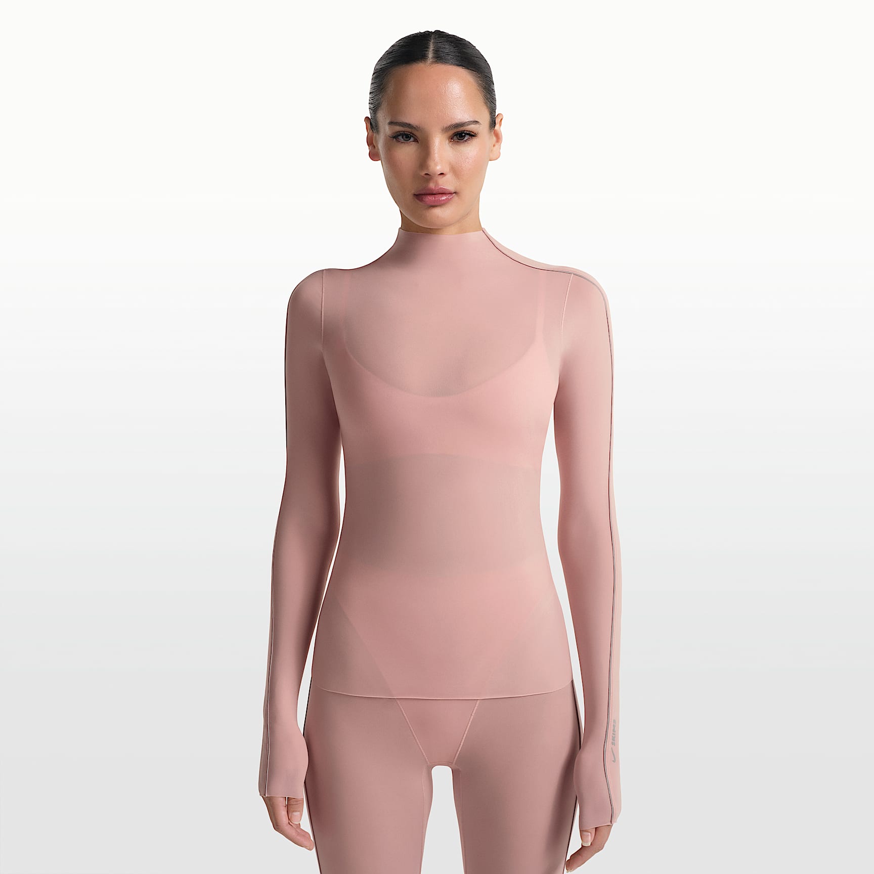 Playera de manga larga con cuello alto para mujer NikeSKIMS Weightless Layers