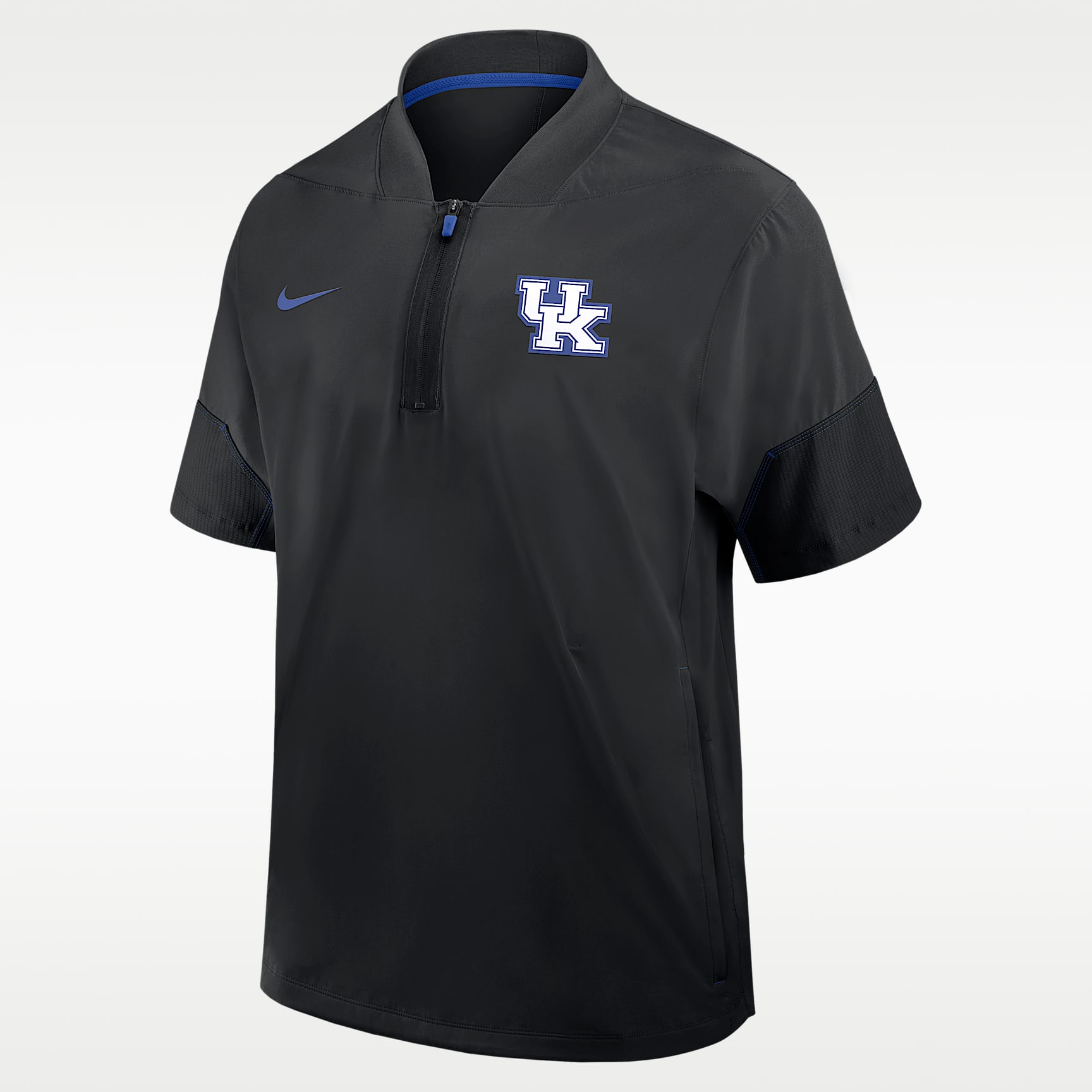 Chamarra con gorro de manga corta universitaria Nike de medio cierre para hombre Kentucky Sideline Coach