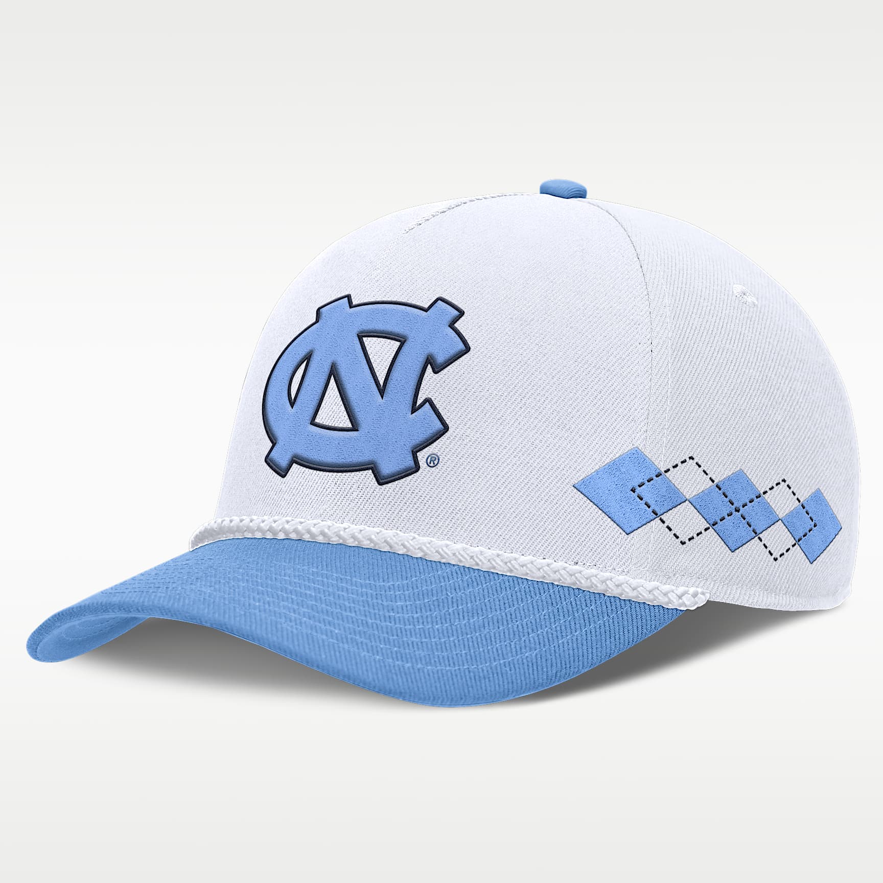 Gorra universitaria marca Jordan ajustable para hombre North Carolina Rise Argyle