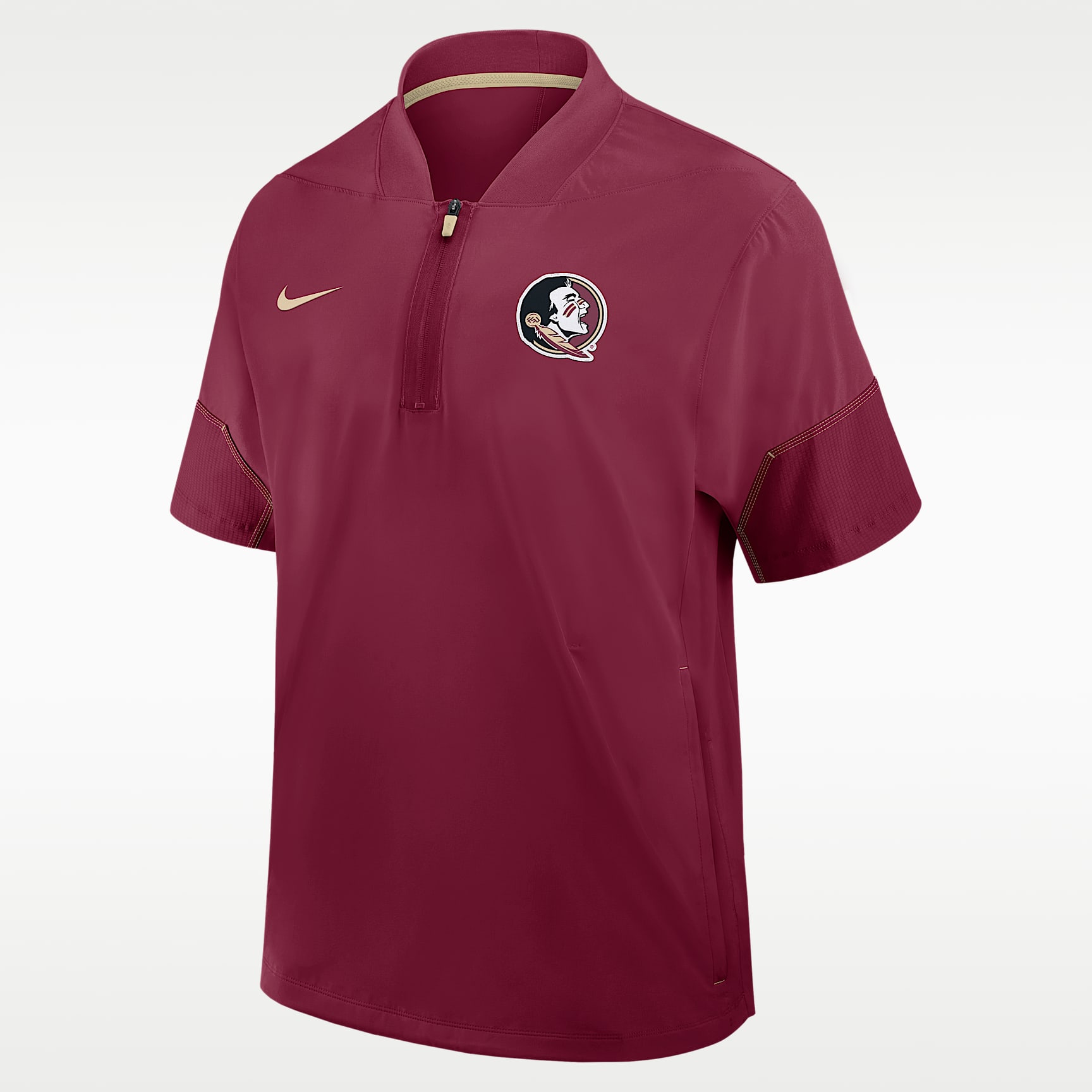 Florida State Sideline Coach Men's Nike College 1/2-Zip Short-Sleeve Hooded Jacket