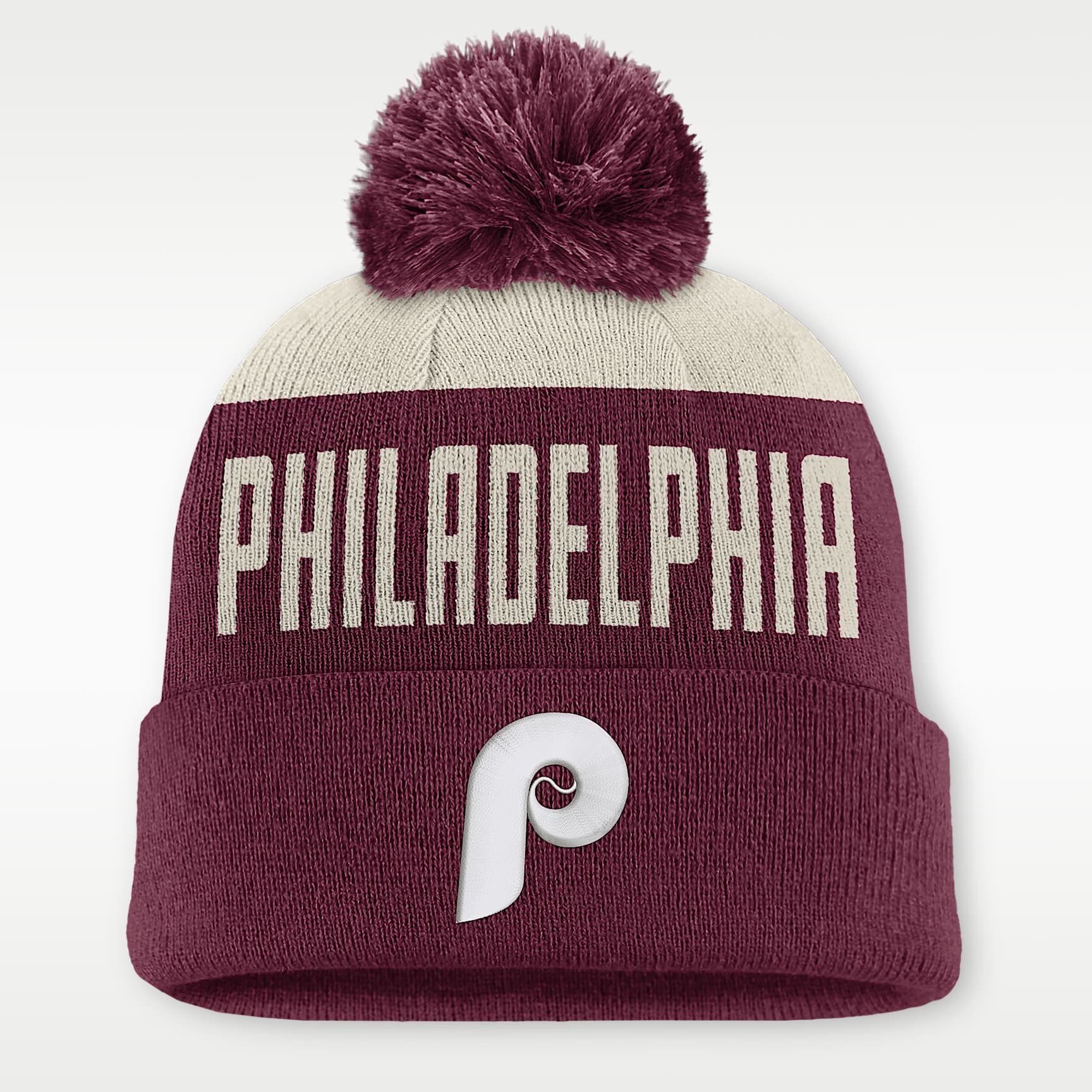 Gorro con dobladillo y pompón Nike de la MLB para hombre Philadelphia Phillies Cooperstown Peak