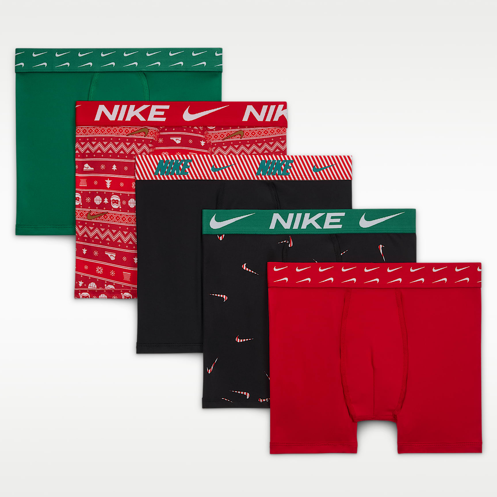 Nike Dri-FIT Big Kids' Holiday Poly Boxer Briefs (5-Pack)