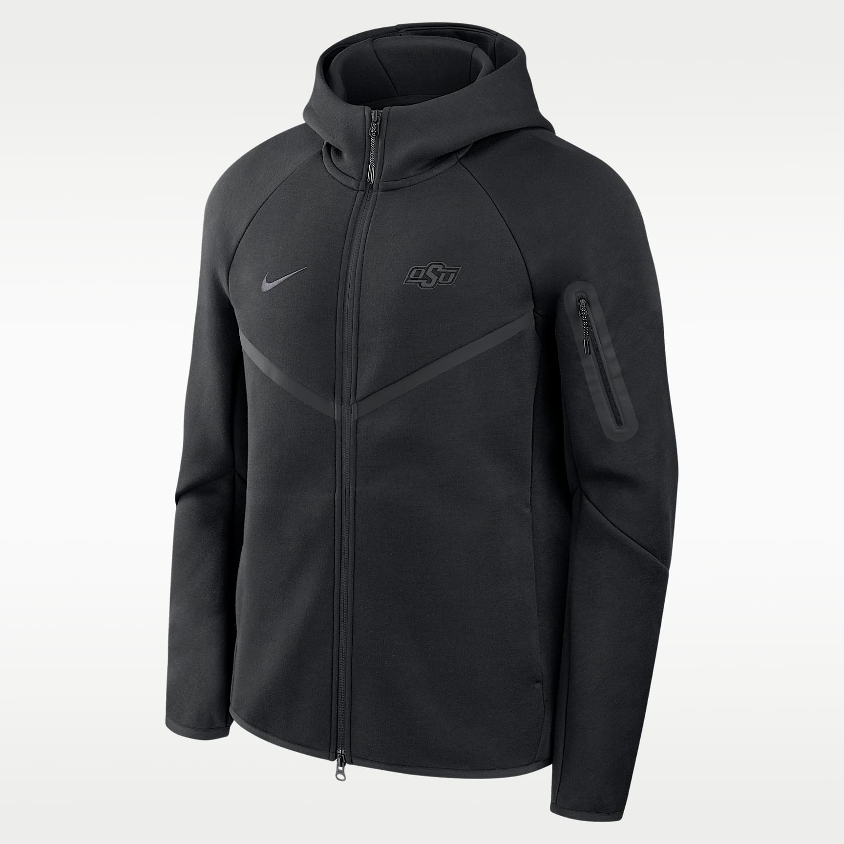Sudadera con gorro de básquetbol Nike de tejido Fleece de cierre completo para hombre Oklahoma State Cowboys Tech