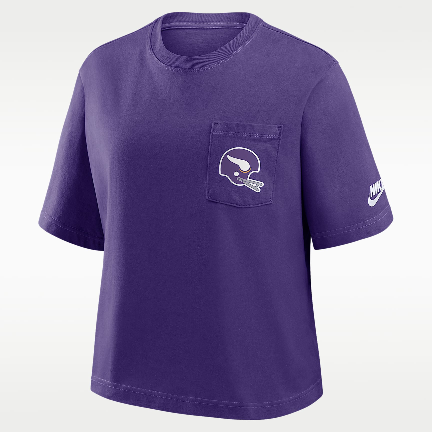 Playera Nike de la NFL para mujer Minnesota Vikings Rewind Pocket Boxy
