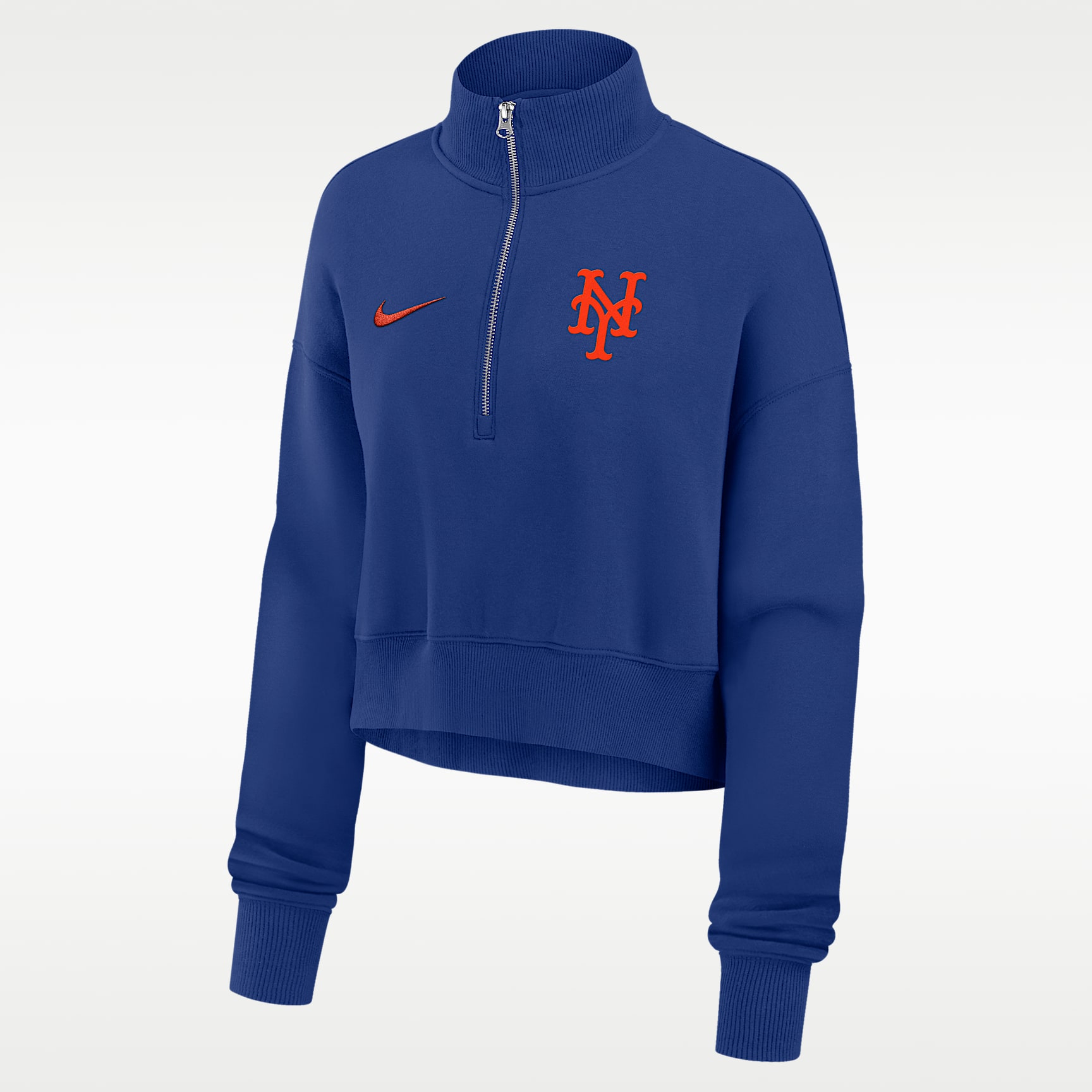 New York Mets Phoenix Women's Nike MLB Cropped 1/4-Zip Crew