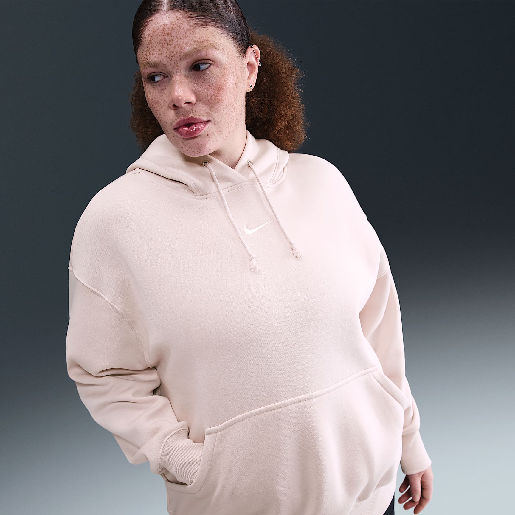 Sudadera con gorro sin cierre oversized de tejido Fleece para mujer Nike Sportswear Phoenix (talla grande)