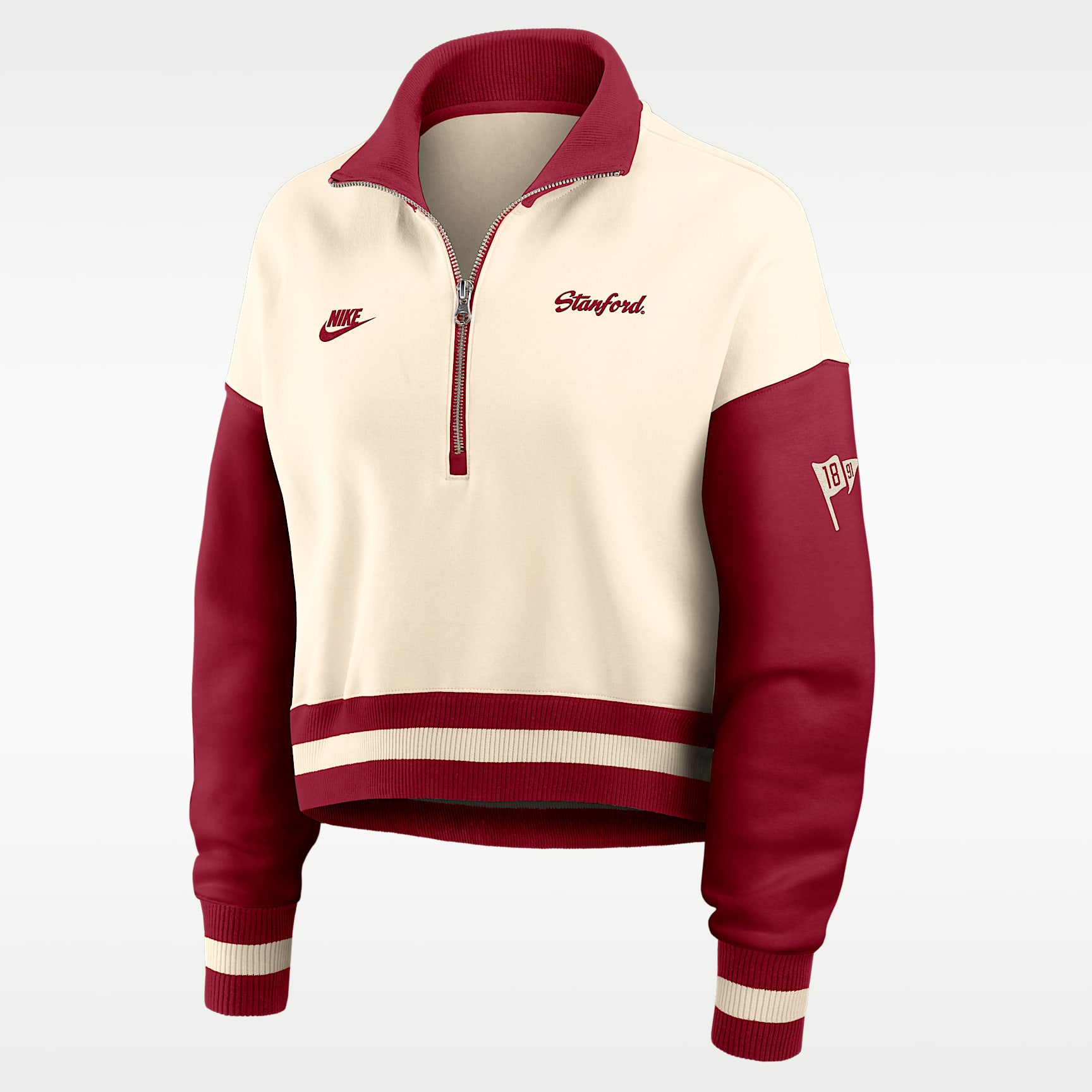 Stanford Legacy Women's Nike College Cropped Oversized 1/4-Zip Crew