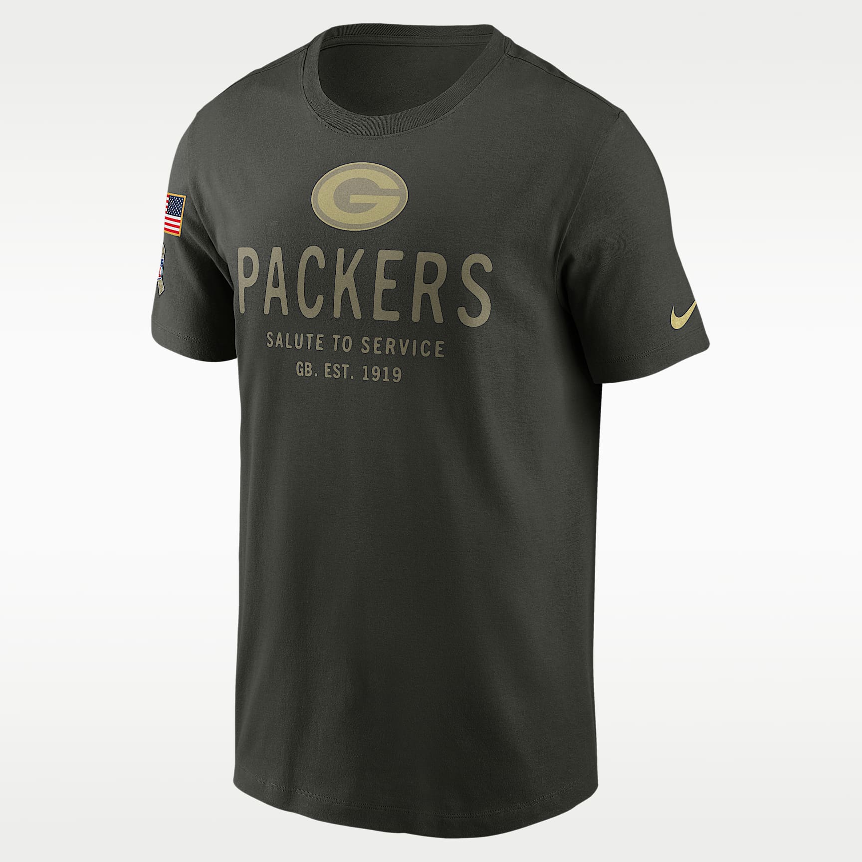 Green Bay Packers Salute to Service Sideline Primary Edge Men's Nike Dri-FIT NFL T-Shirt