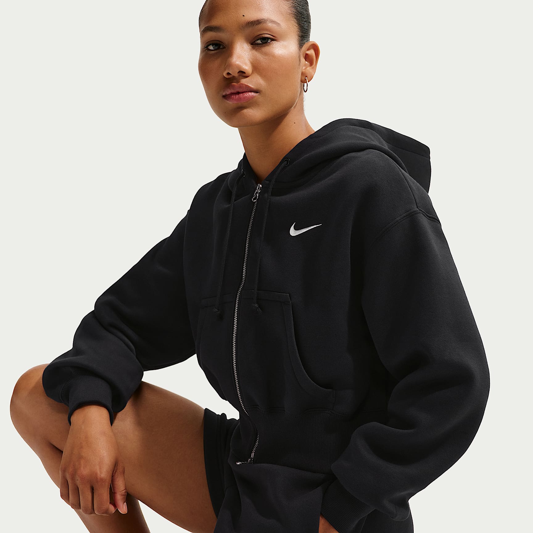 Felpa corta e ampia con cappuccio e zip a tutta lunghezza Nike Sportswear Phoenix Fleece – Donna