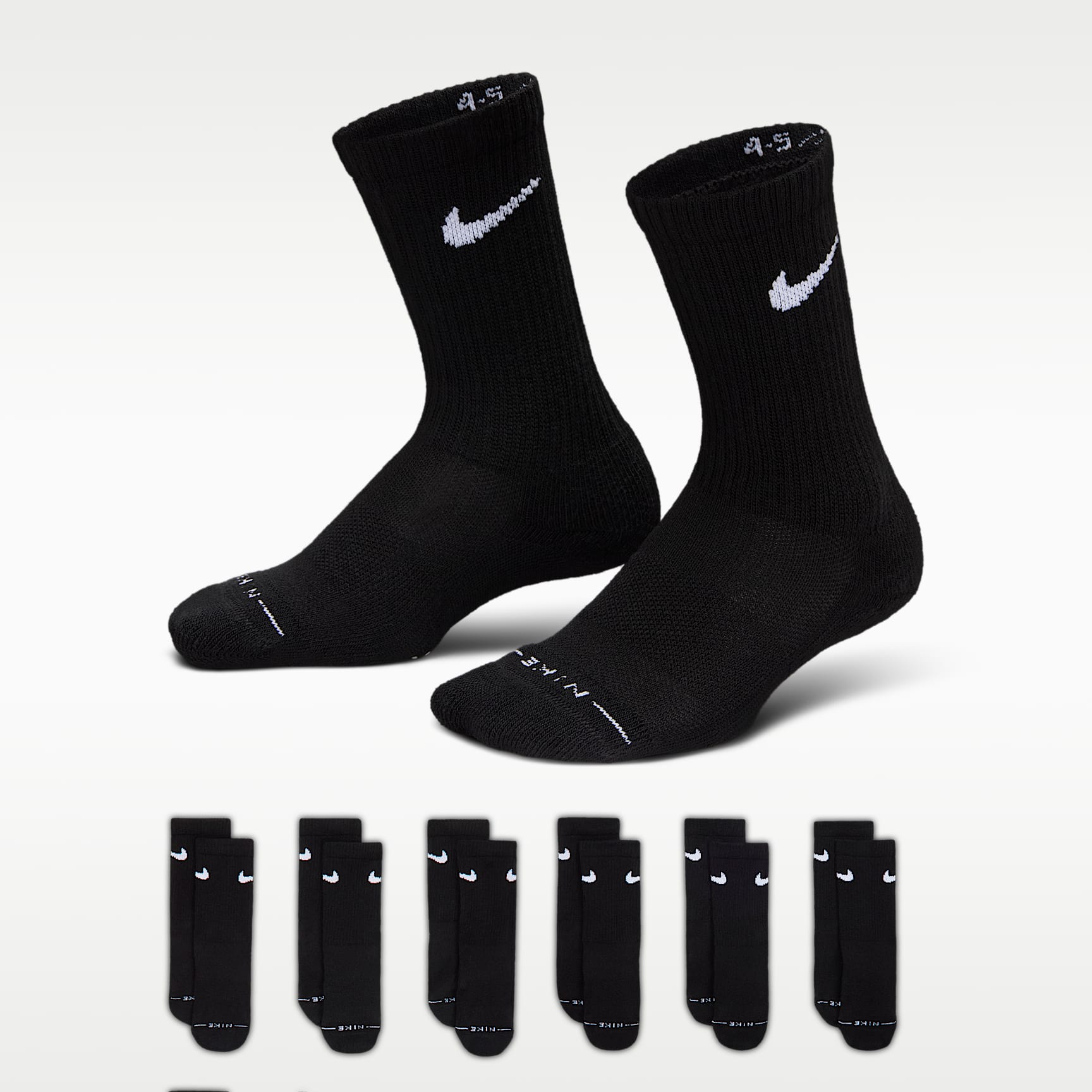 Nike Kids' Dri-FIT Elevated Everyday Crew Socks (6 Pairs)