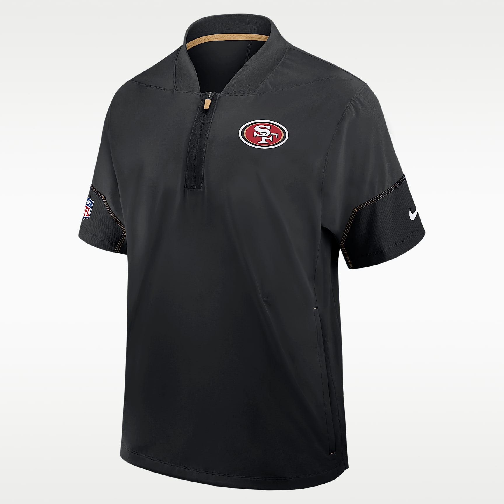 San Francisco 49ers Sideline Coach Men's Nike NFL 1/2-Zip Short-Sleeve Hooded Jacket