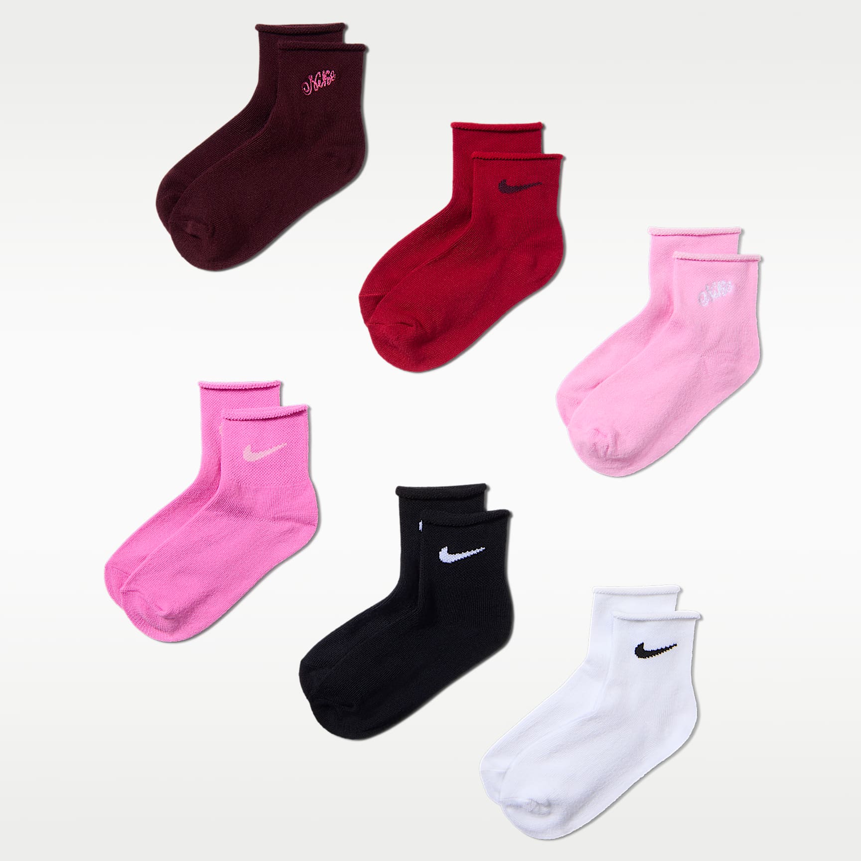 Nike Kids' Rolled Welt Ankle Socks (6 Pairs)