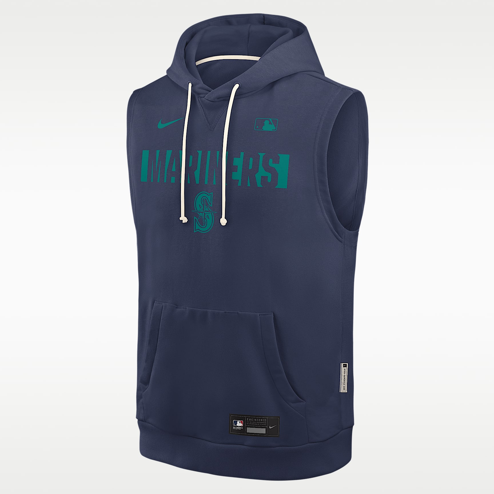 Seattle Mariners Authentic Collection Standard Issue Men's Nike Dri-FIT MLB Sleeveless Pullover Hoodie
