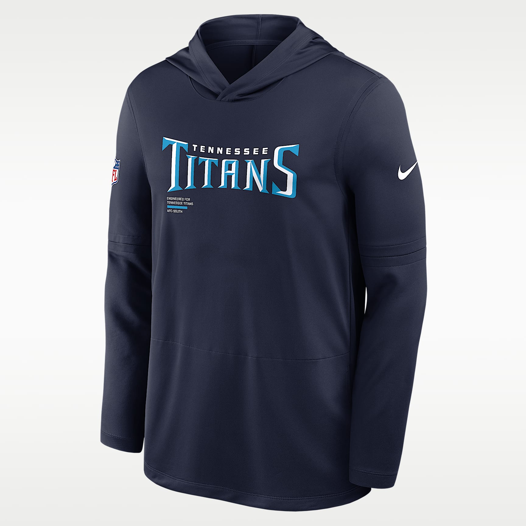 Playera de manga larga Nike Dri-FIT de la NFL con gorro para hombre Tennessee Titans Pure Fury Sideline