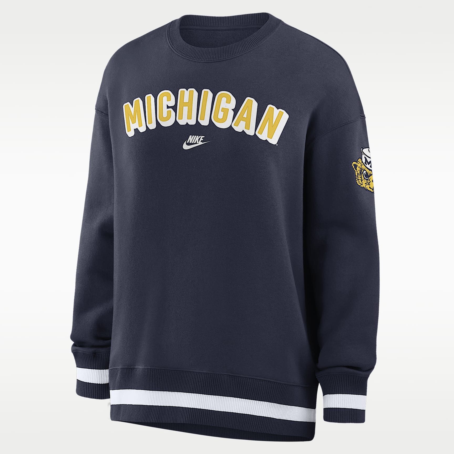 Sudadera de cuello redondo sin cierre oversized universitaria Nike para mujer Michigan Legacy Phoenix