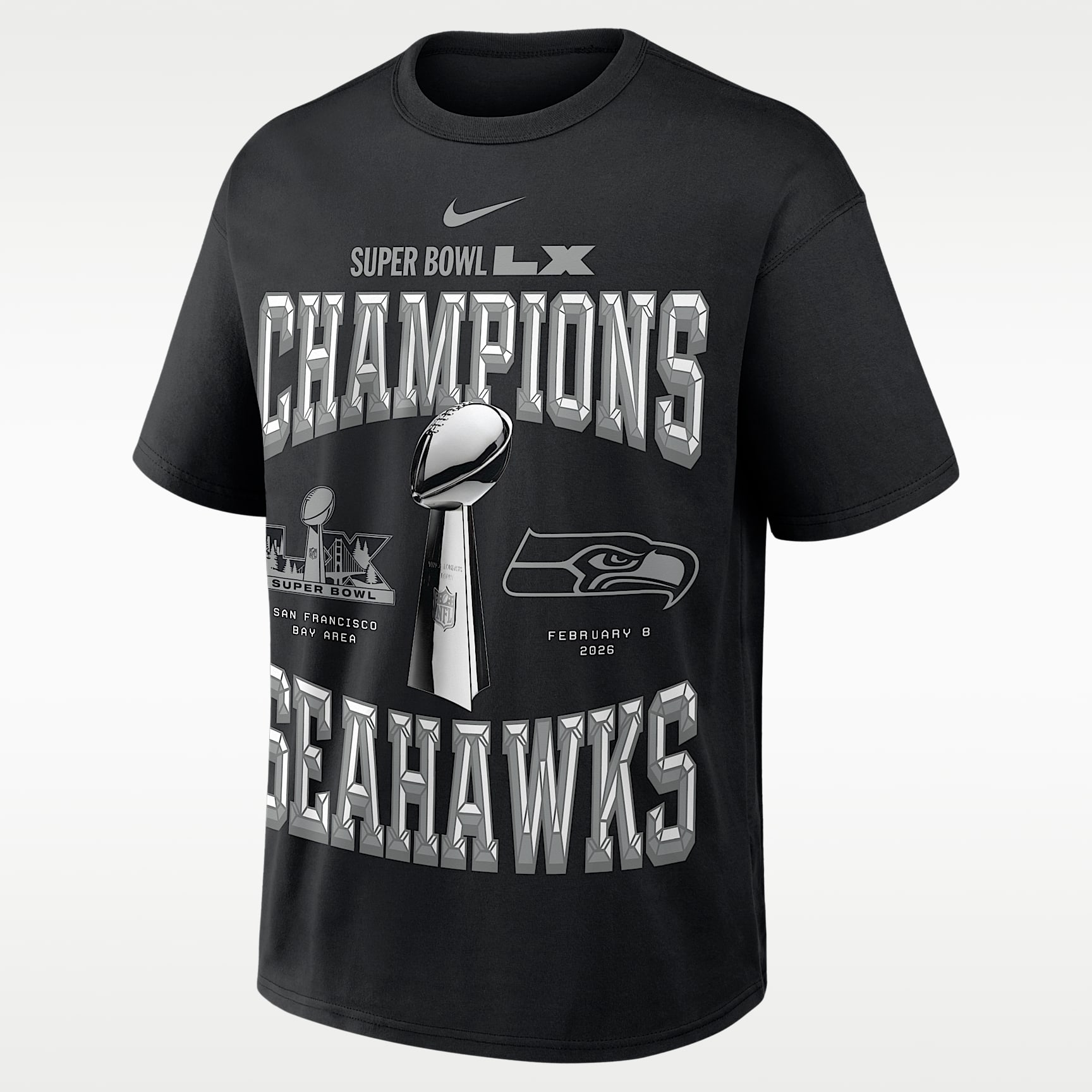 Seattle Seahawks Super Bowl LX Champions Trophy Collection 2-Hit Men's Nike NFL T-Shirt