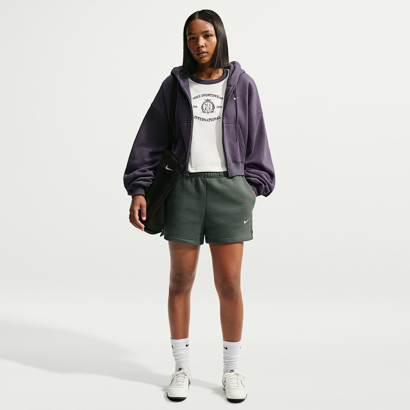 Shorts de tiro medio para mujer Nike Studio Fleece Medium Weight