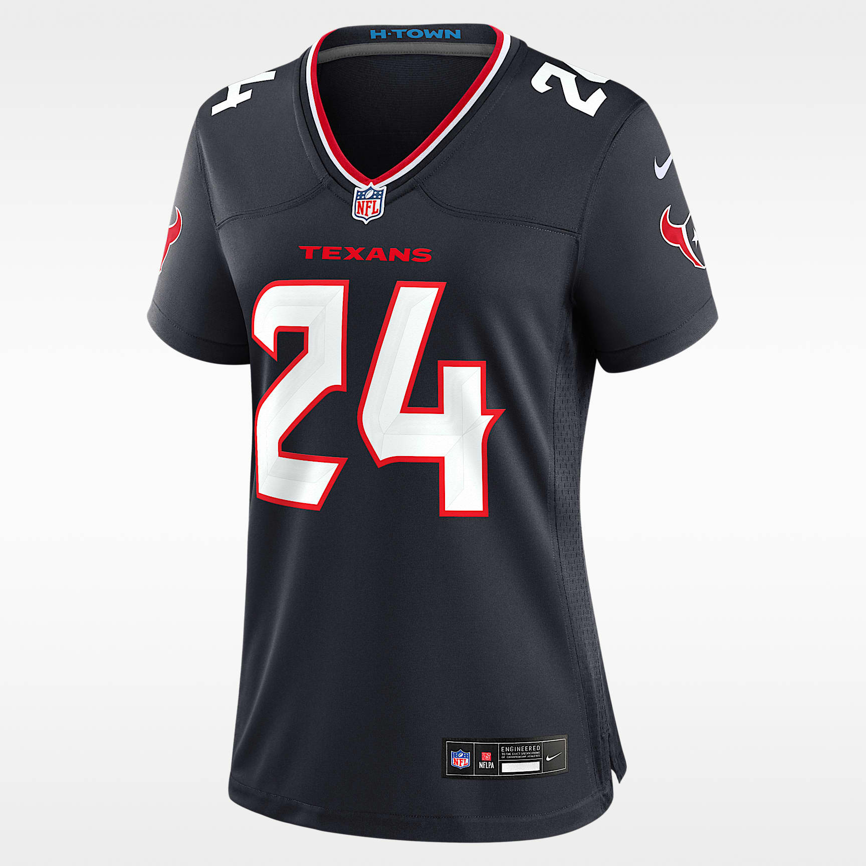 Jersey de fútbol americano Nike de la NFL Game para mujer Derek Stingley Jr. Houston Texans
