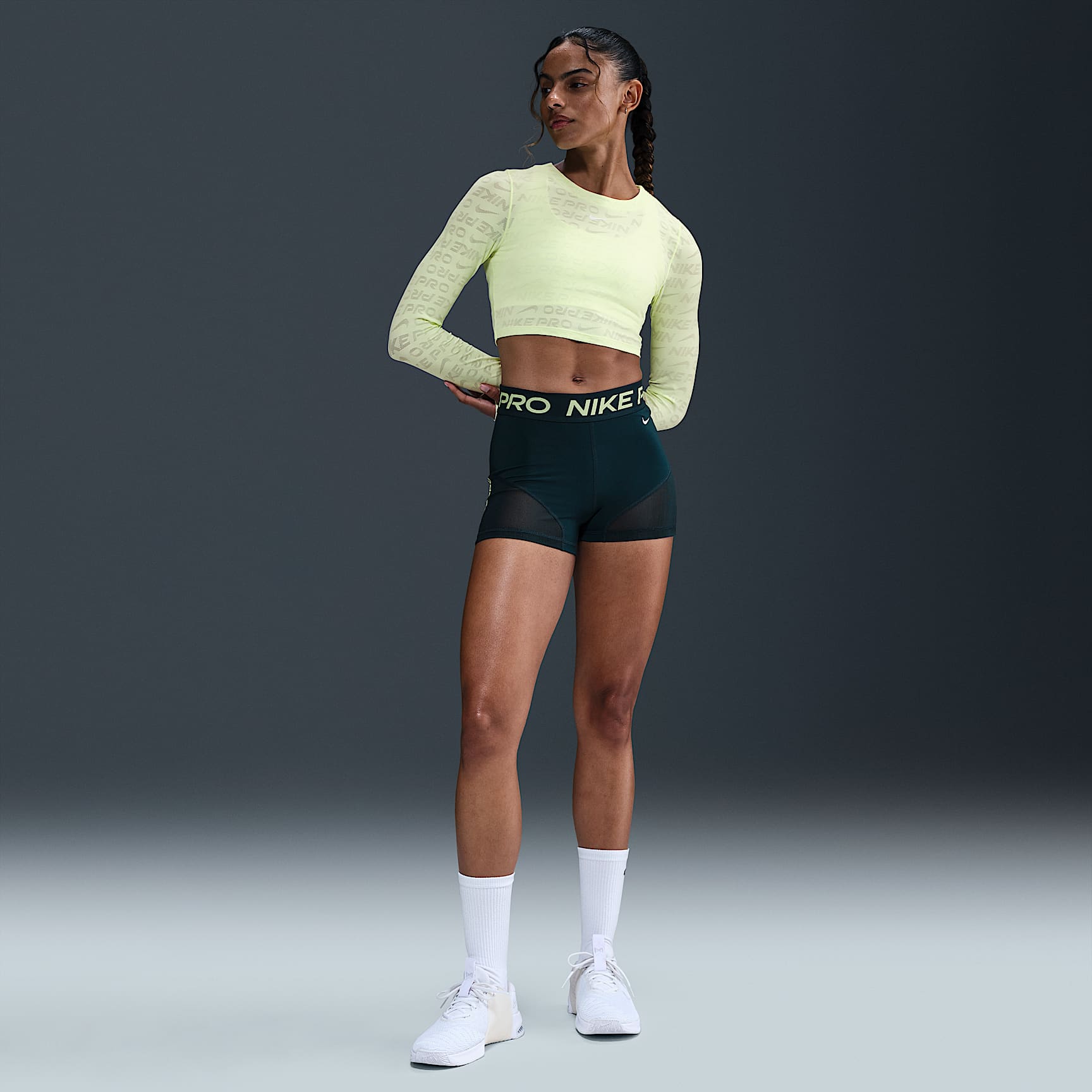 Nike Pro Women's Mid-Rise 3" Mesh-Paneled Biker Shorts