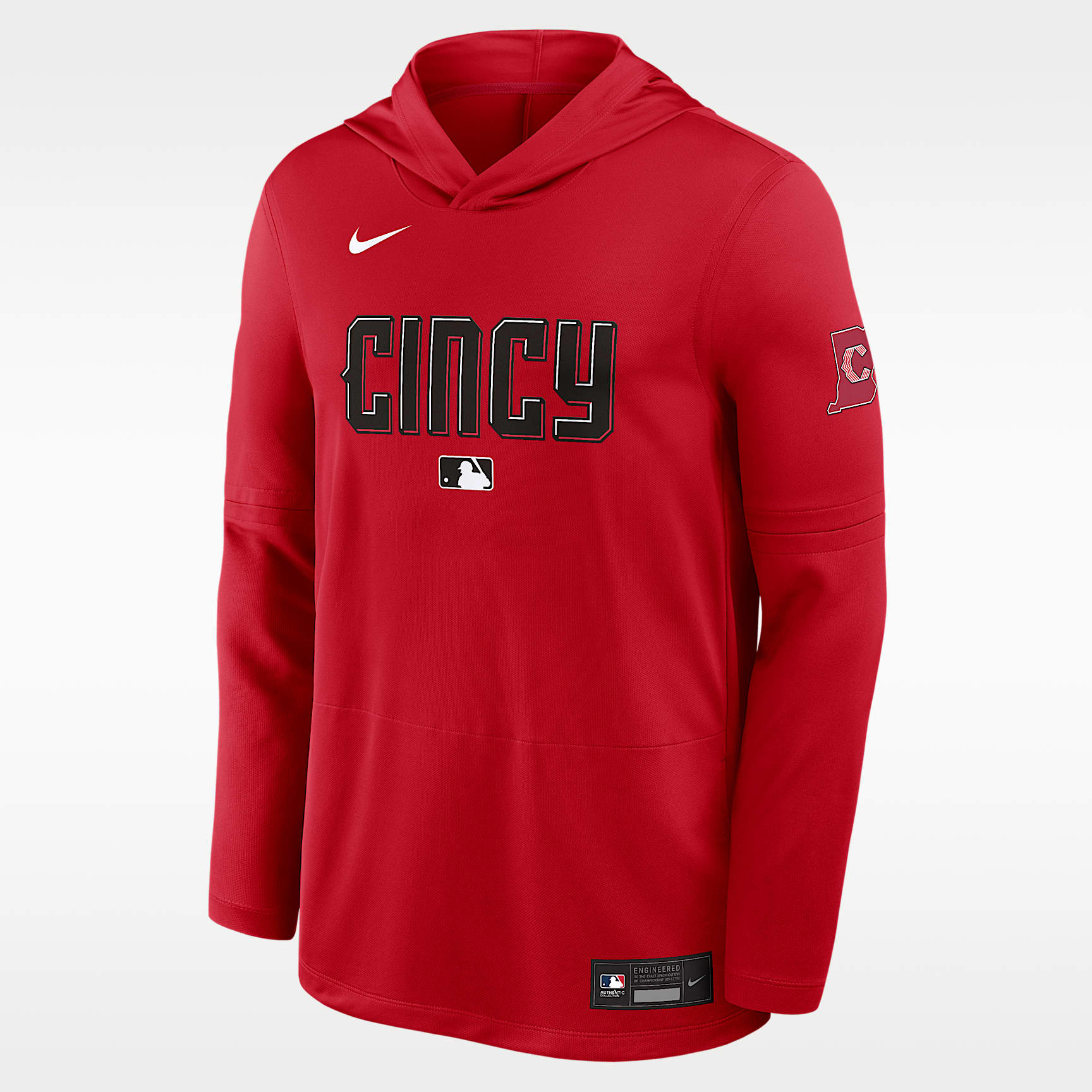 Cincinnati Reds City Connect Men's Nike Dri-FIT MLB Long-Sleeve Hooded Top