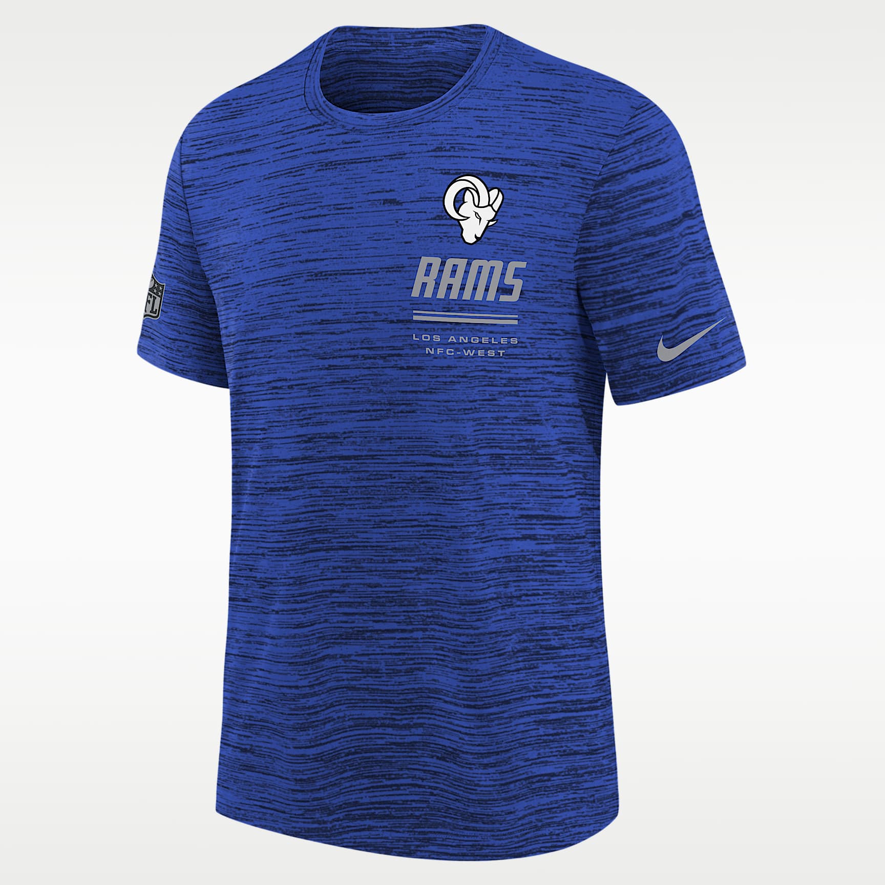 Playera Nike Dri-FIT de la NFL para niños talla grande Los Angeles Rams Sideline Team Issue Velocity
