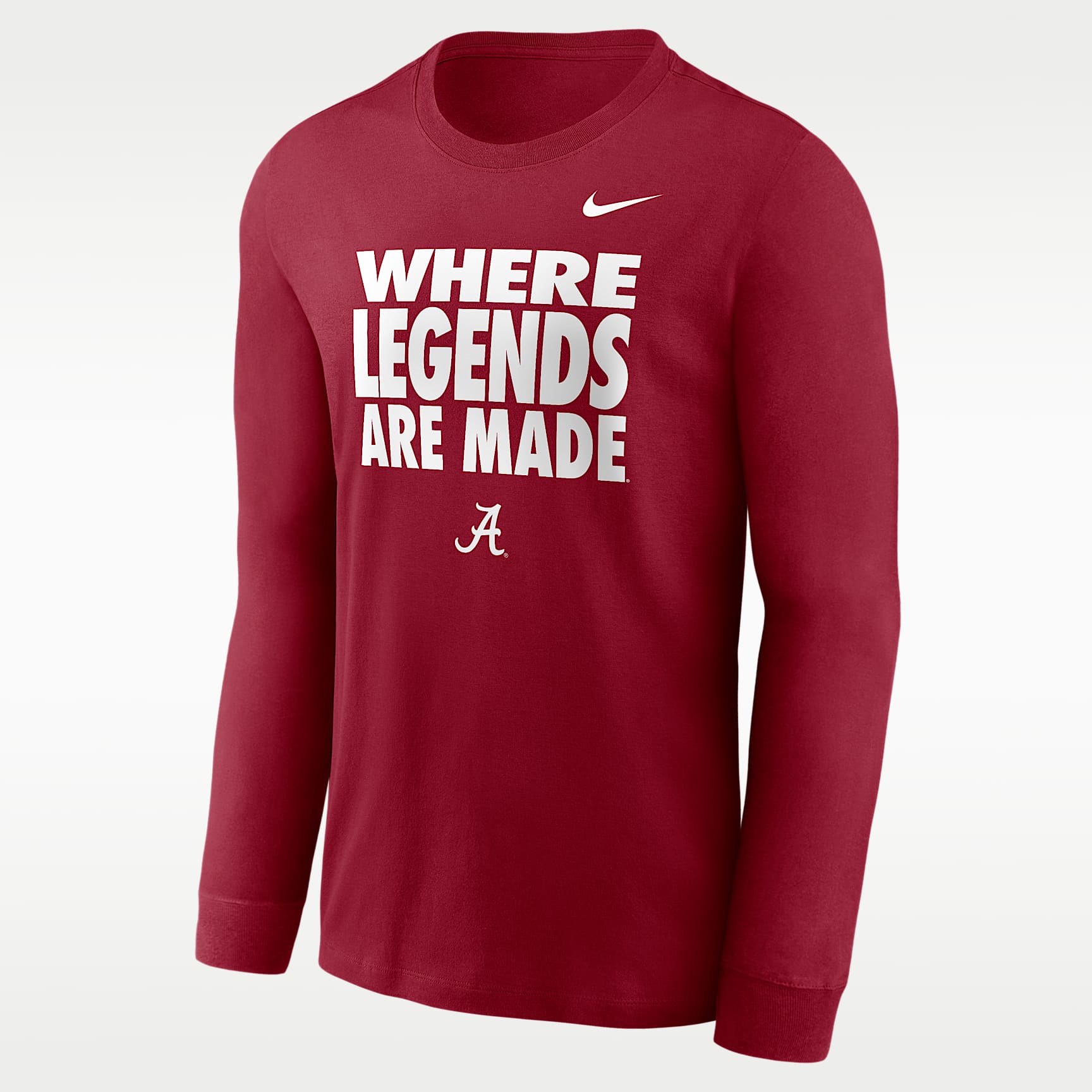 Playera universitaria de manga larga Nike Dri-FIT para hombre Alabama Sideline Slogan