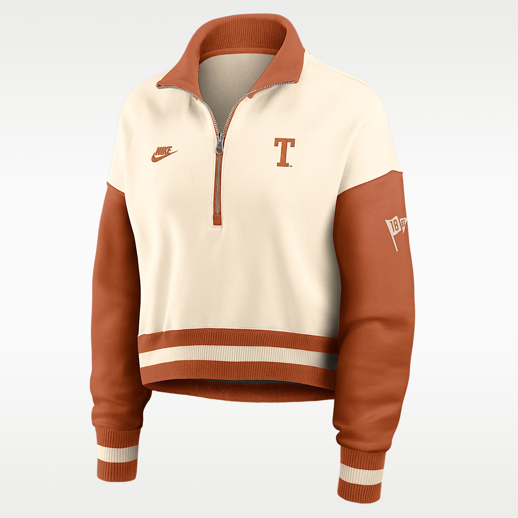 Texas Legacy Women's Nike College Cropped Oversized 1/4-Zip Crew