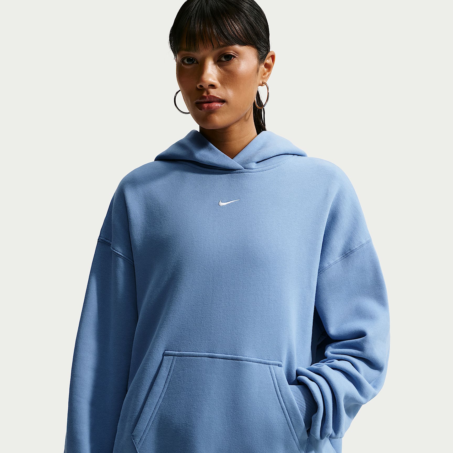 Nike Studio Fleece Medium Weight oversize-huvtröja med pulloverhals för kvinnor