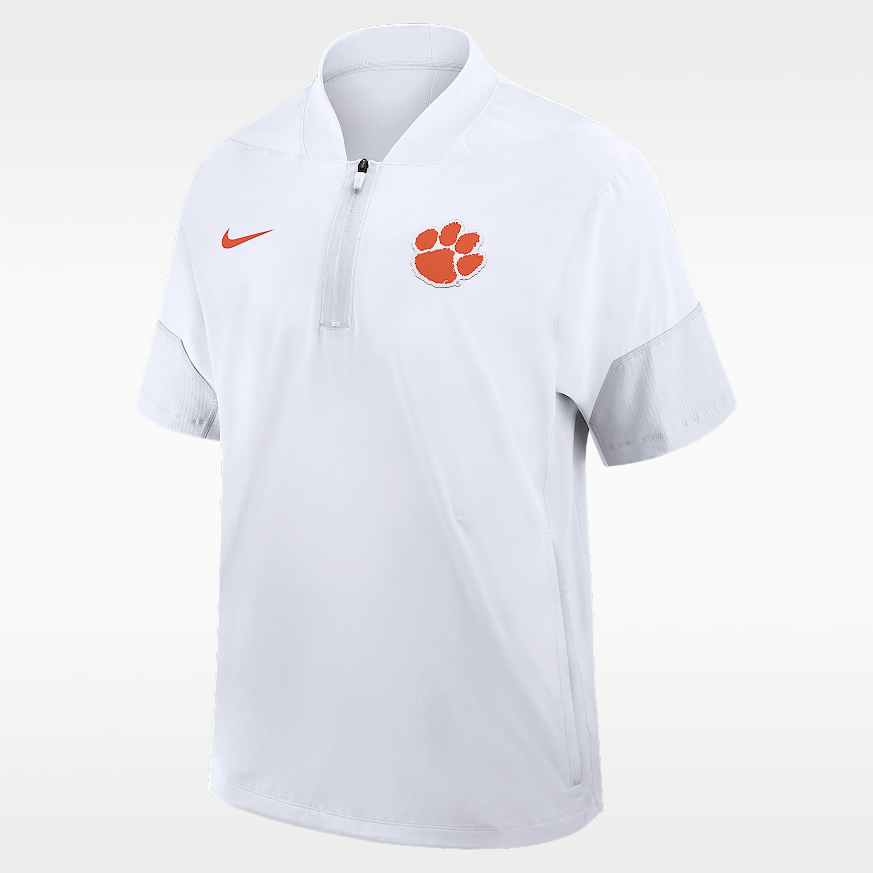 Clemson Sideline Coach Men's Nike College 1/2-Zip Short-Sleeve Hooded Jacket