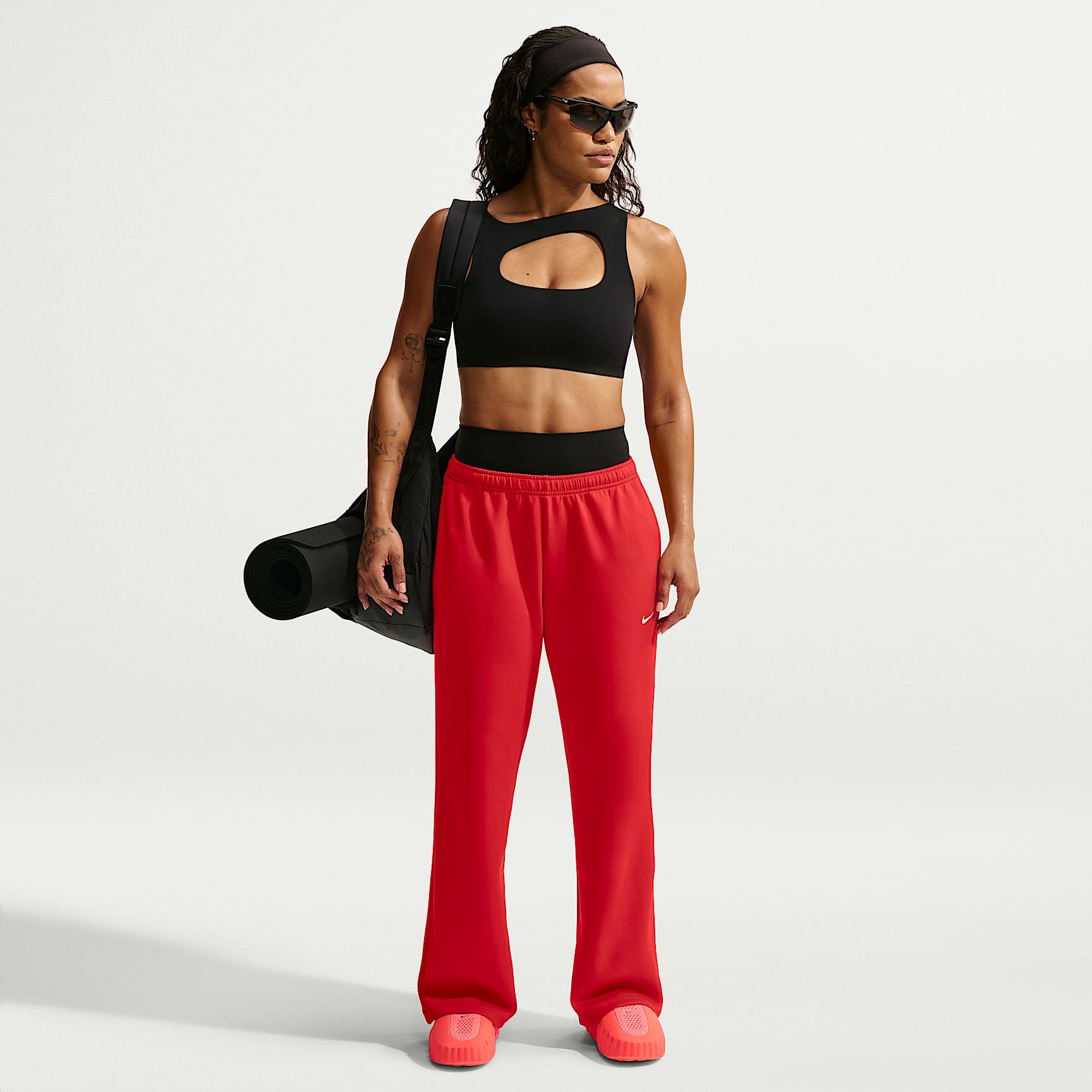 Nike Studio Fleece Sport Women's Dri-FIT Mid-Rise Open-Hem Pants