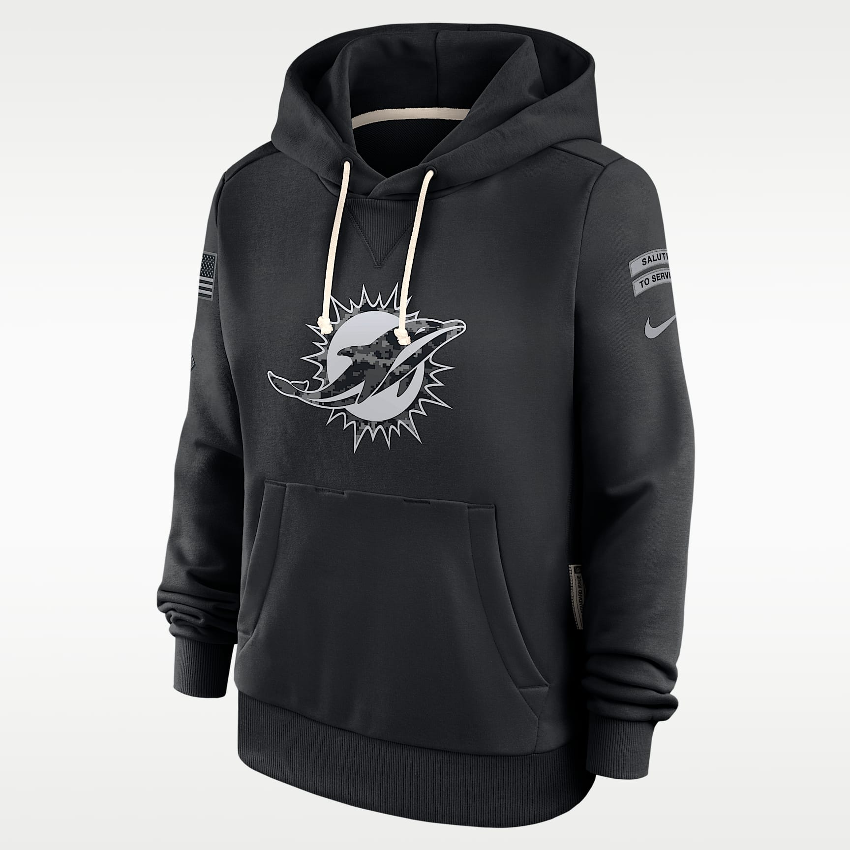 Sudadera con gorro sin cierre Nike Dri-FIT de la NFL para mujer Miami Dolphins Salute to Service Sideline