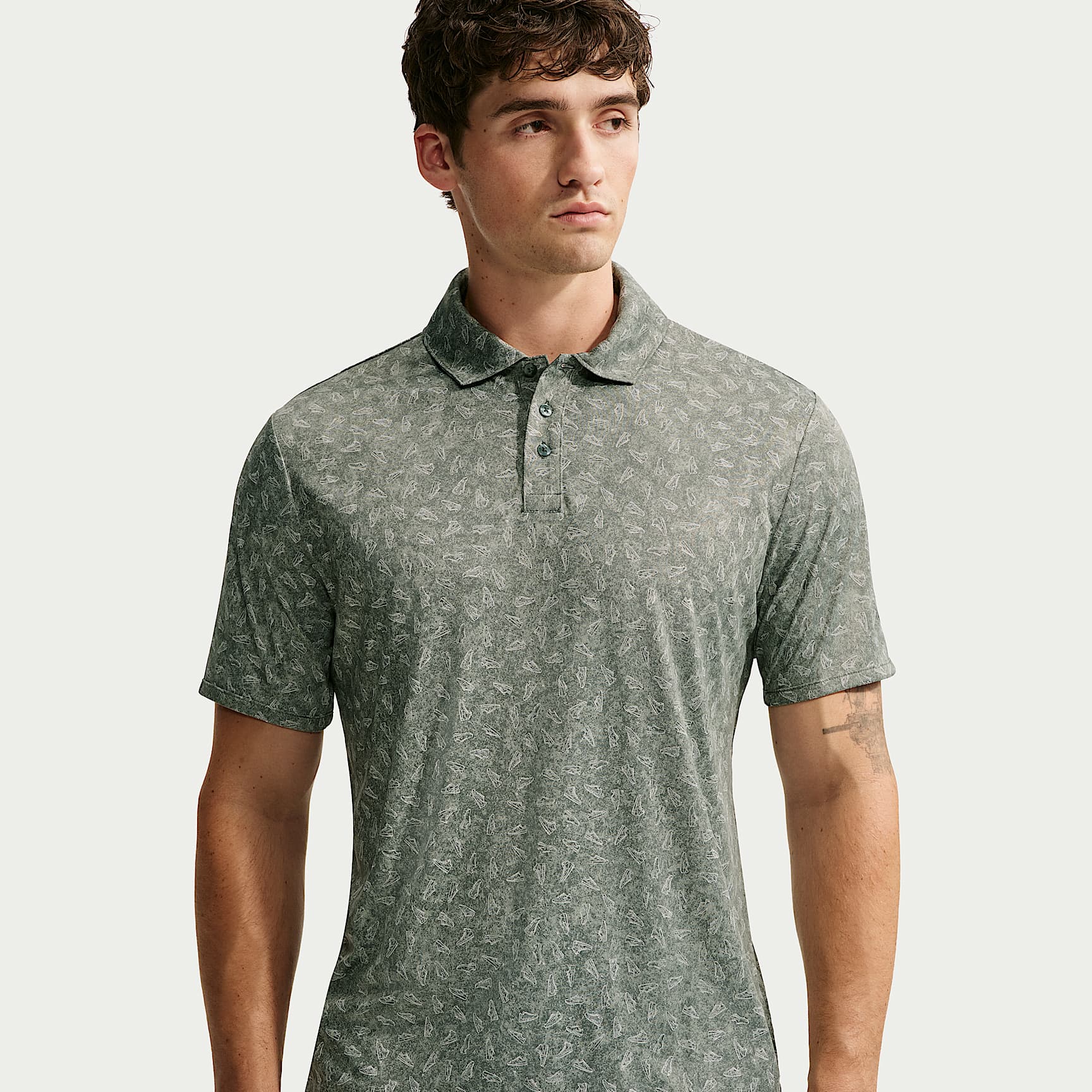 Nike Par Dri-FIT golfpoloskjorte med gress-trykk til herre