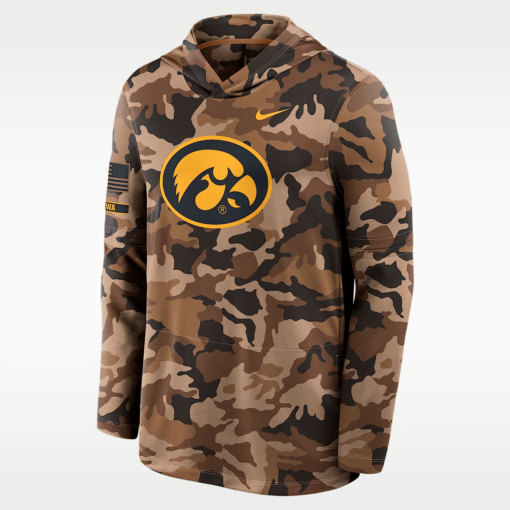 Sudadera con gorro sin cierre universitaria Nike Dri-FIT para hombre Iowa Military Appreciation
