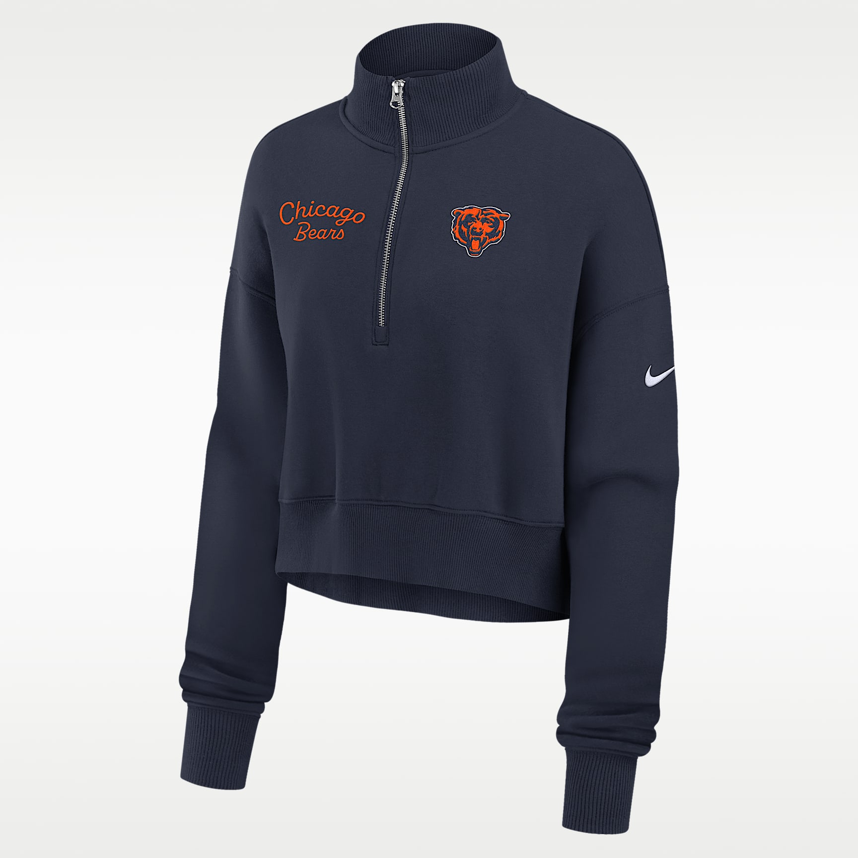 Chicago Bears Phoenix Women's Nike NFL Cropped 1/4-Zip Crew