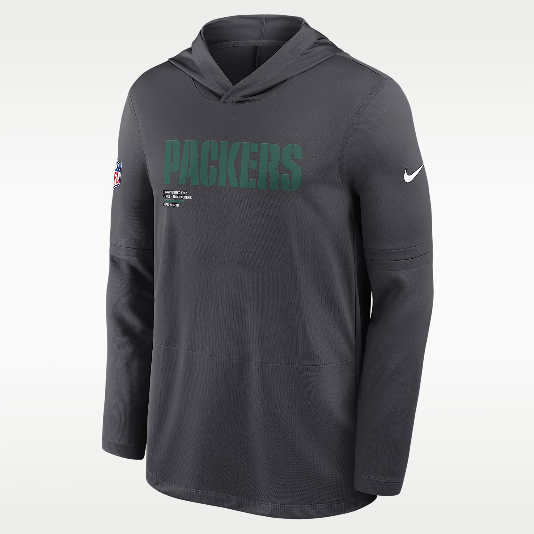 Playera de manga larga Nike Dri-FIT de la NFL con gorro para hombre Green Bay Packers Pure Fury Sideline