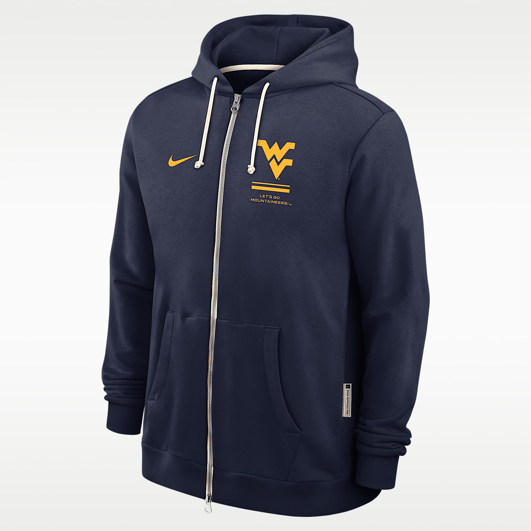 Sudadera con gorro universitaria Nike Dri-FIT de cierre completo para hombre West Virginia Sideline Standard Issue
