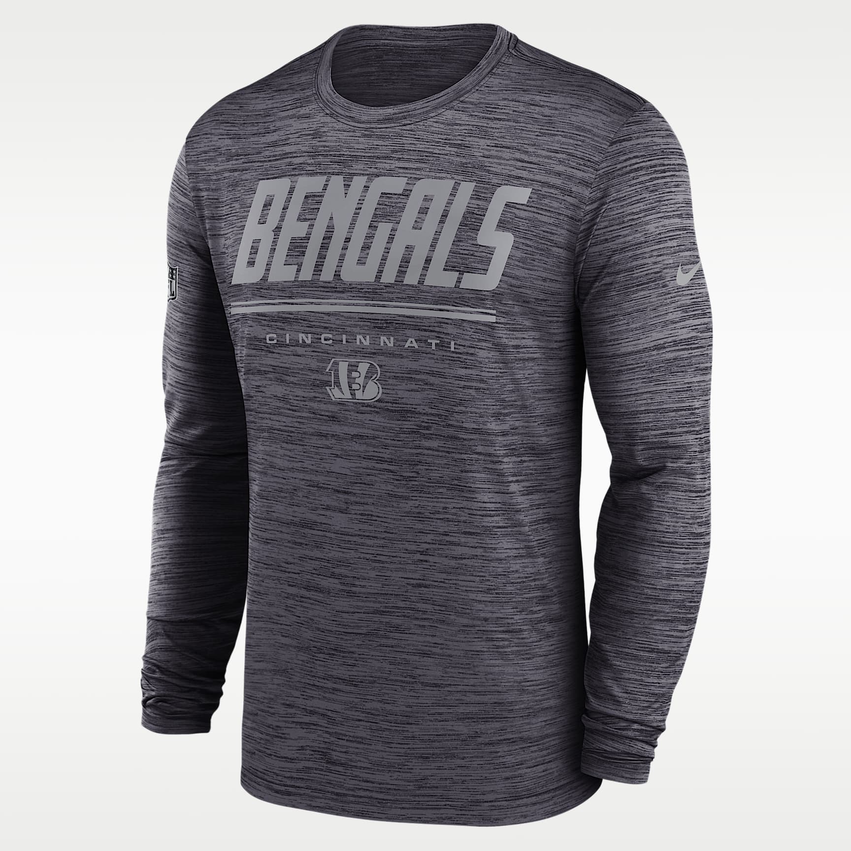 Playera de manga larga Nike Dri-FIT de la NFL para hombre Cincinnati Bengals Sideline Team Issue Velocity