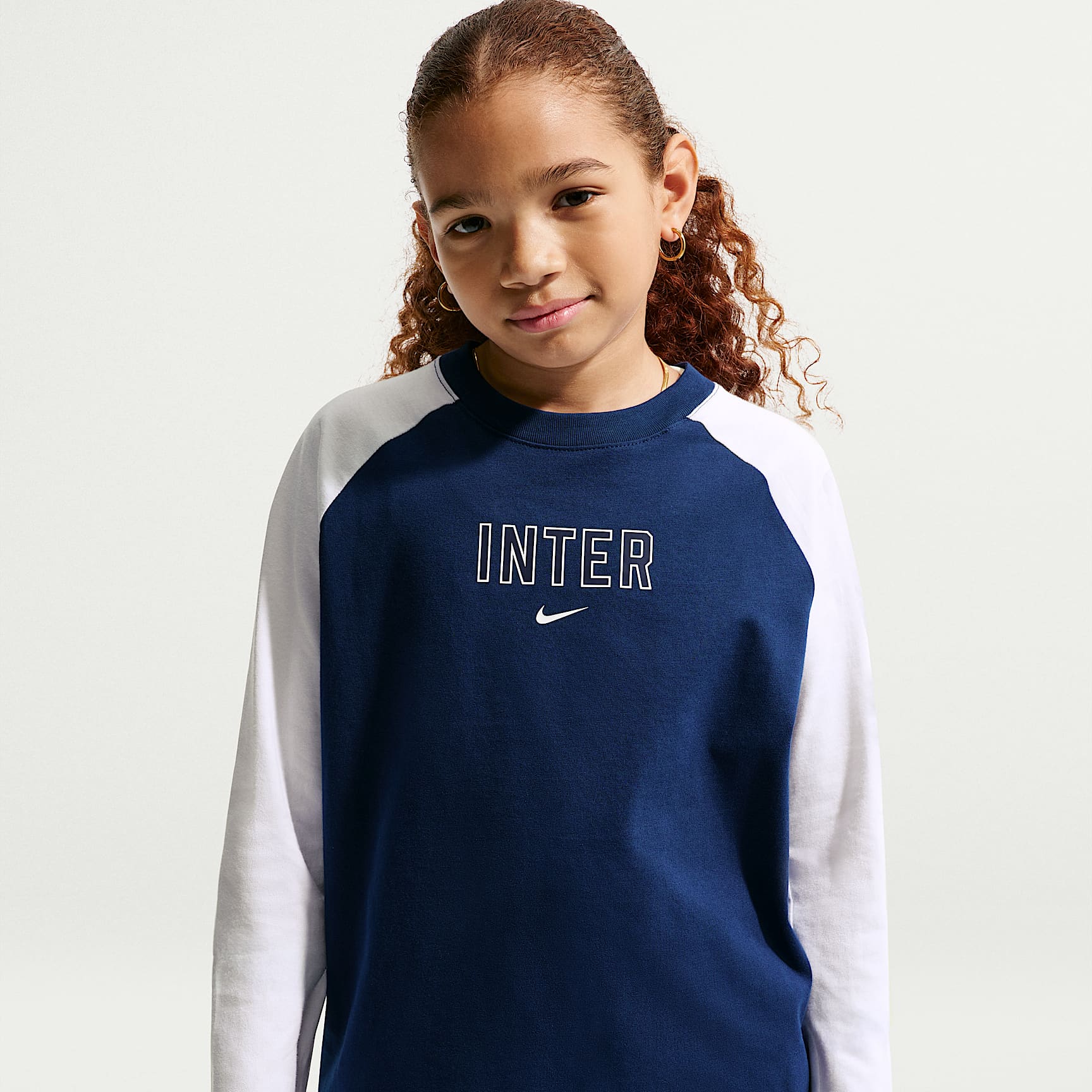 Langermet Inter Milan Nike-fotball-T-skjorte til store barn