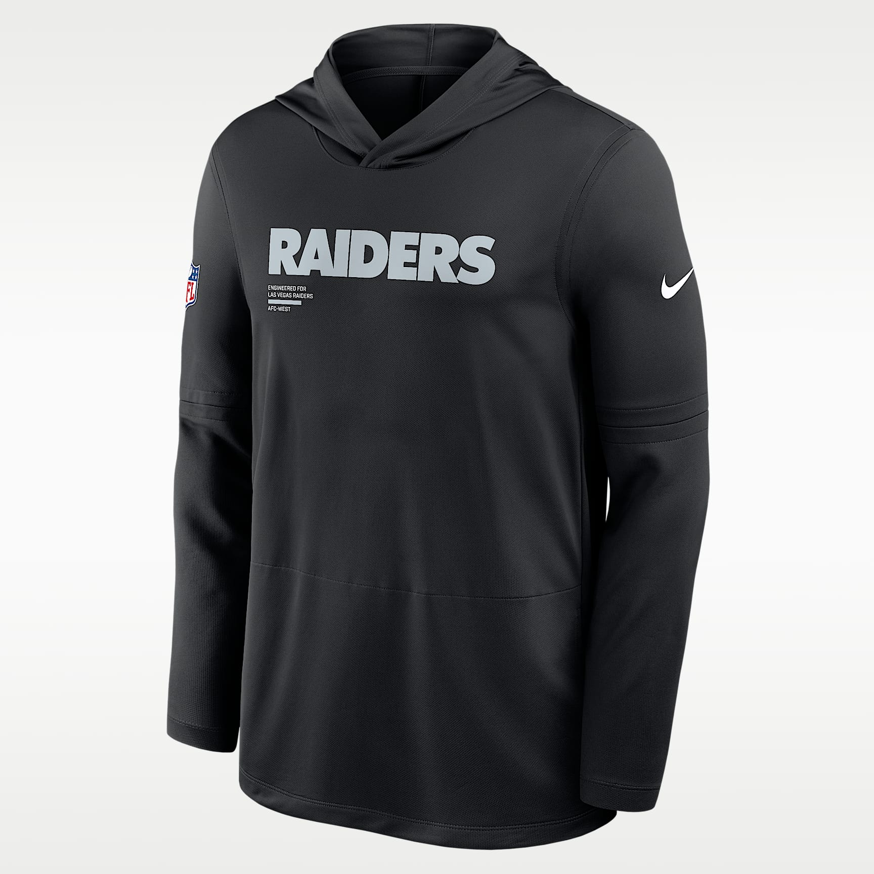 Playera de manga larga Nike Dri-FIT de la NFL con gorro para hombre Las Vegas Raiders Pure Fury Sideline