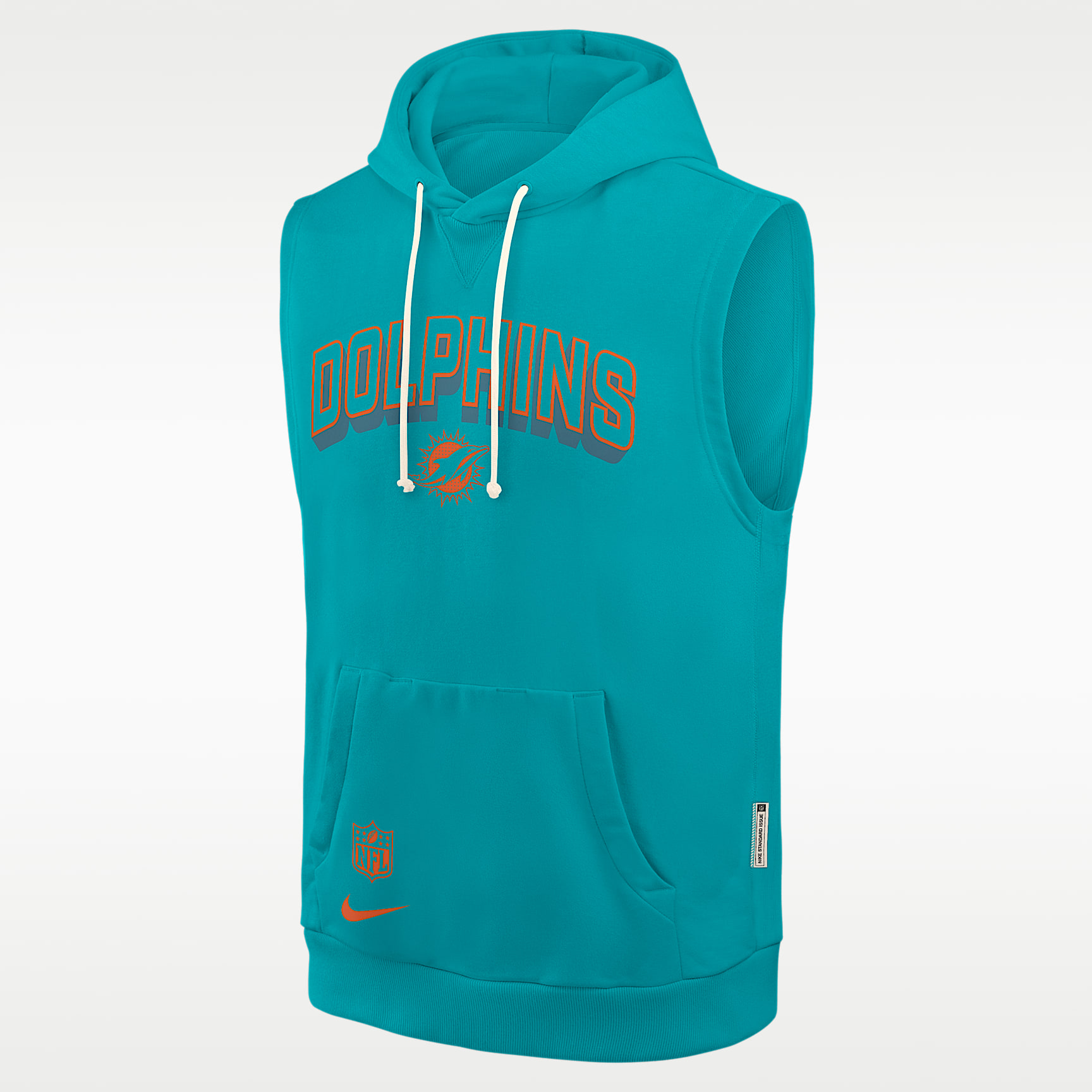 Sudadera con gorro sin cierre sin mangas Nike Dri-FIT de la NFL para hombre Miami Dolphins Sideline